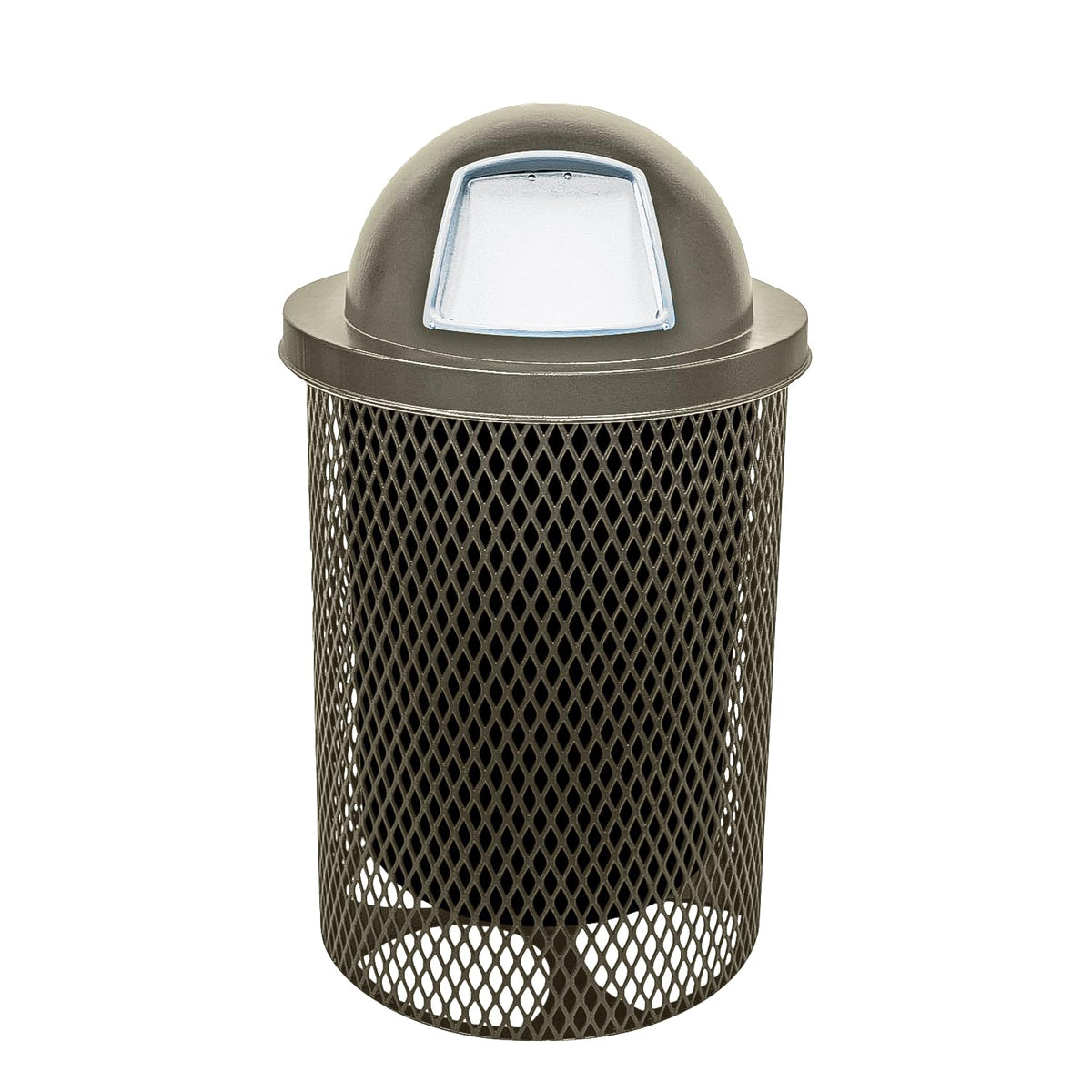 COATEDOUTDOORFURNITURE 32-Gallon Heavy-Duty Expanded Metal Round Trash Receptacle, Commercial