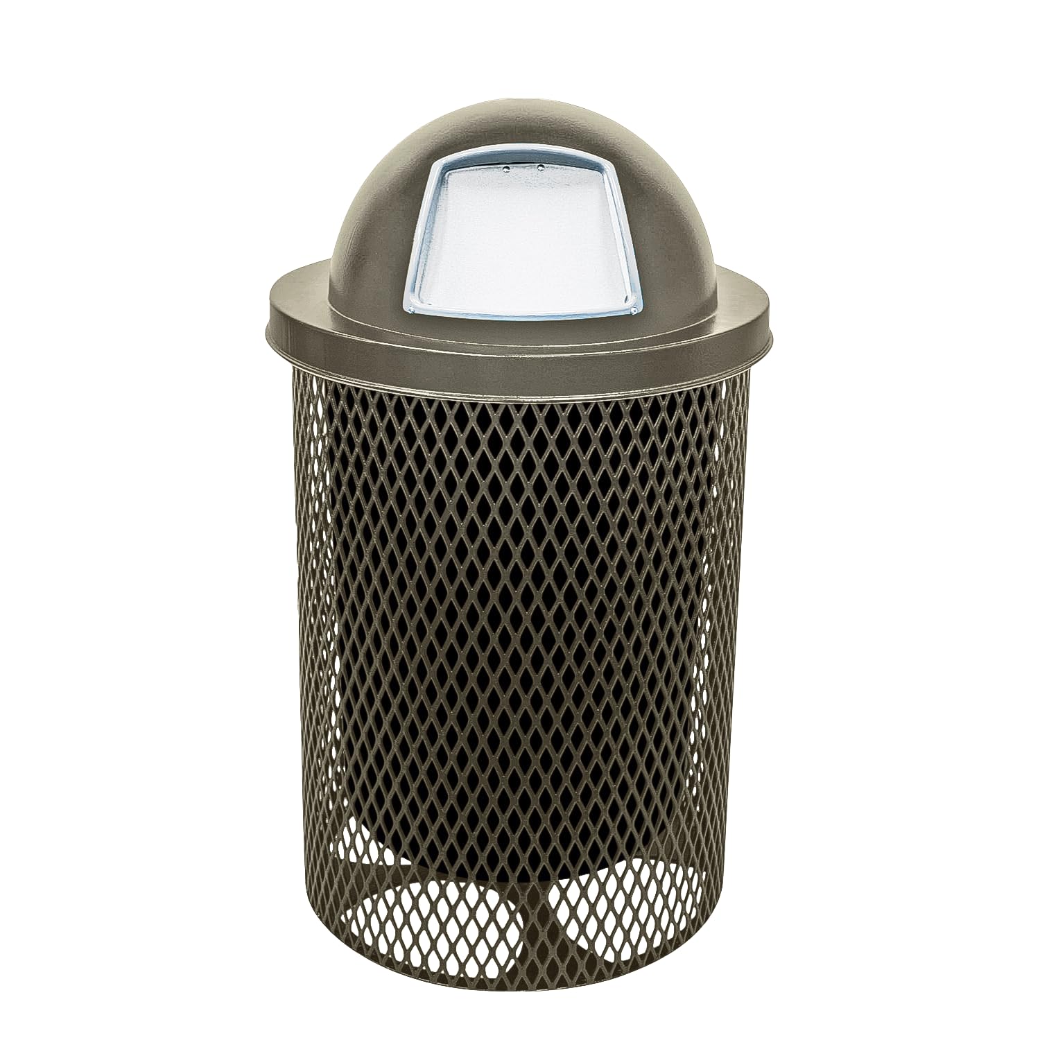 COATEDOUTDOORFURNITURE 32-Gallon Heavy-Duty Expanded Metal Round Trash Receptacle, Commercial