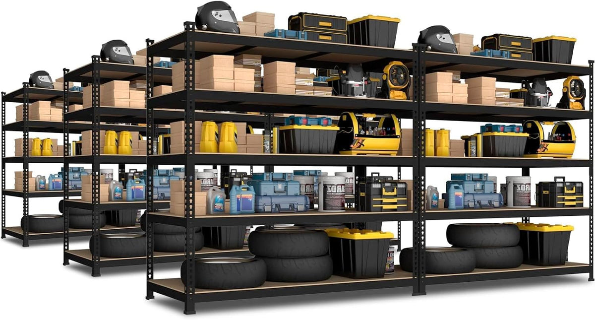 PrimeZone 6 Pack Heavy Duty Storage Shelves - 47" W x 18" D x 71" H 5 Tier Adjustable Garage