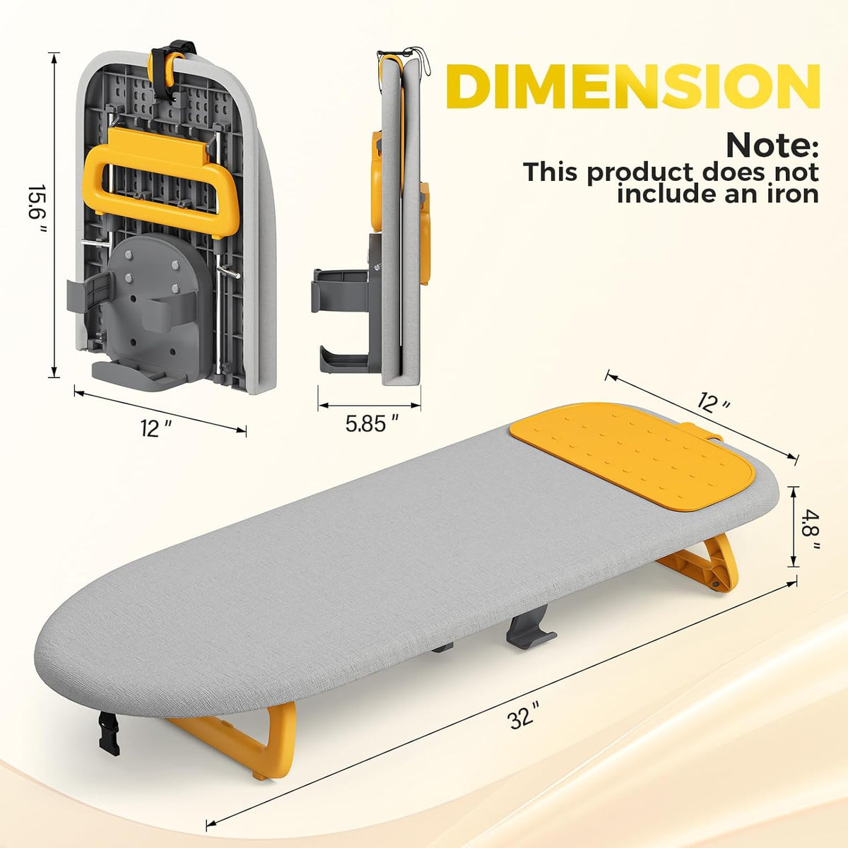 KINGBOARD Tabletop Ironing Board, Small Ironing Board with Iron Holder, Foldable Mini Iron Board