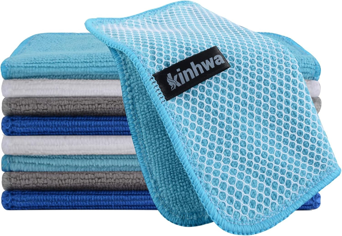 KinHwa Kitchen Washcloths for Dishes Absorbent Microfiber Dish Cloths Quick Dry Dish Rags with Poly