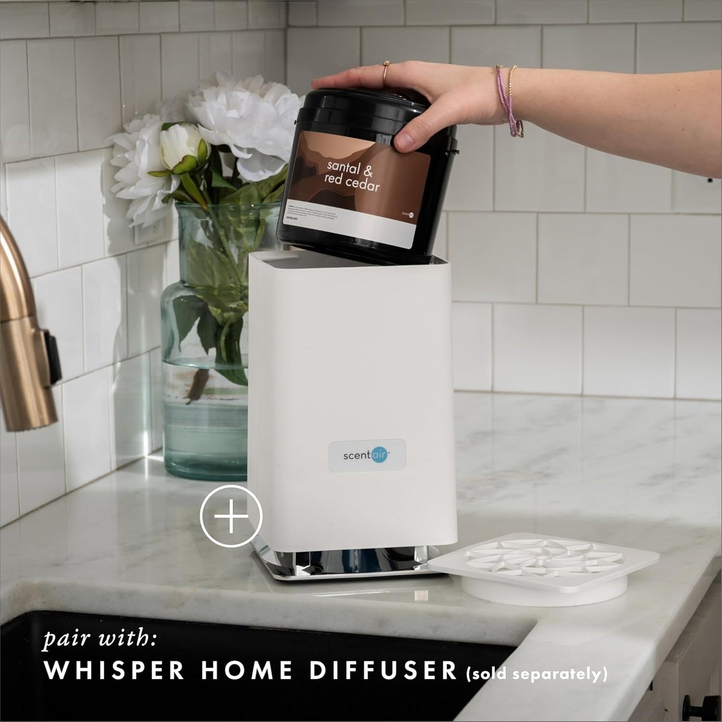 ScentAir Whisper Home Monthly Plug-in Refill, Fragrance Cartridge for Home and Office, Santal & Red