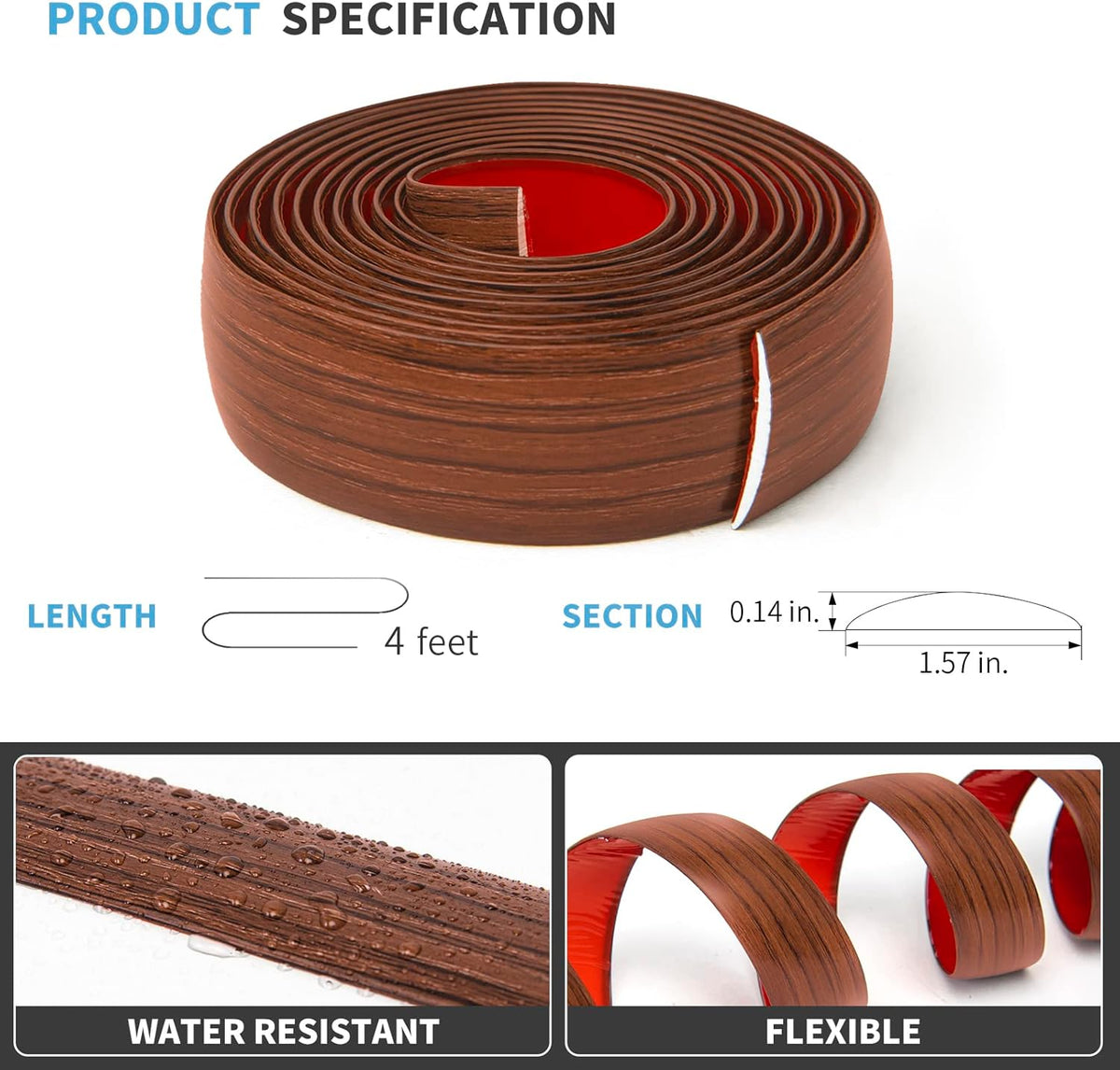 Art3d Self Adhesive Vinyl Floor Transition Strip,Laminate Floor Strip Floor Flat Divider Strip for