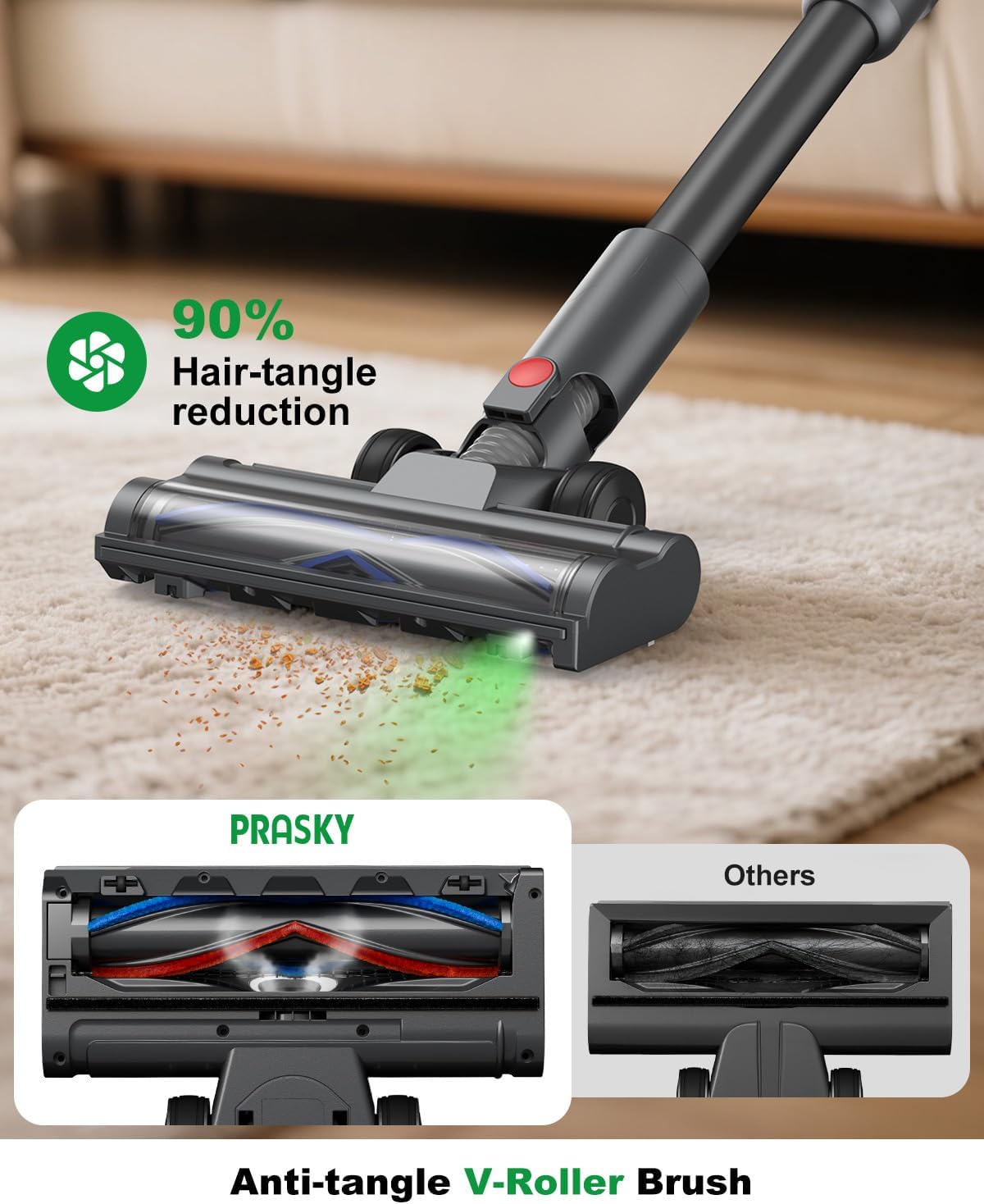 Cordless Vacuum Cleaner Bendable 6-in-1 Stick Vacuum — Lightweight with 45mins Runtime, LED Display