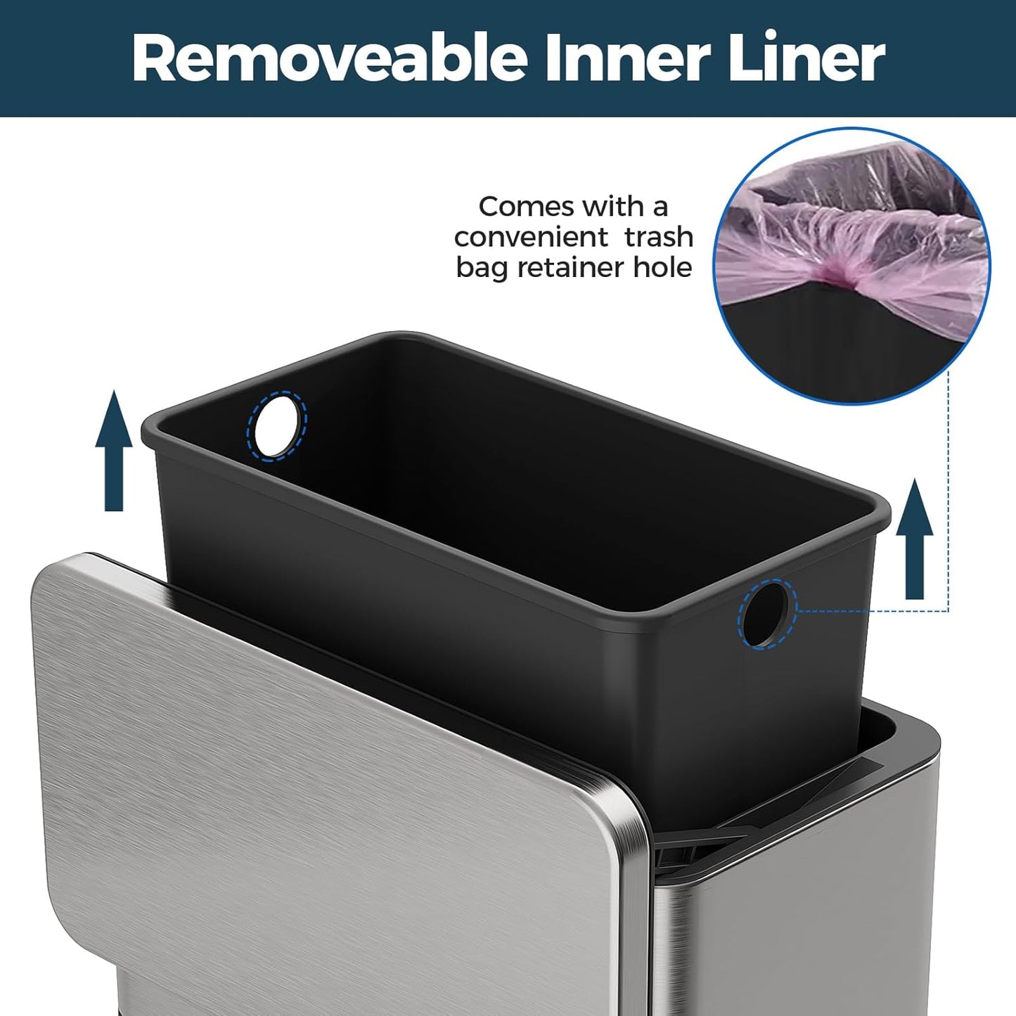 Stainless Steel Hanging Trash Can with Lid and Inner Bucket, 1 Gallon Kitchen Compost Bin for