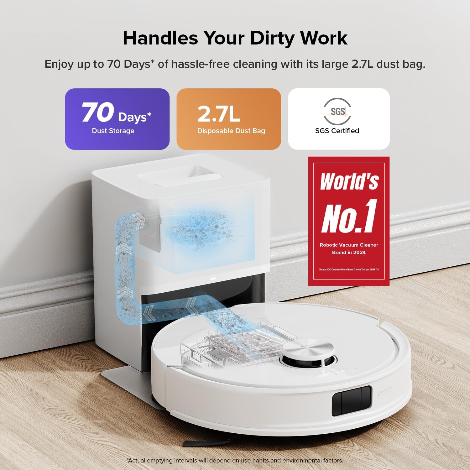 roborock Q10 S5+ Robot Vacuum and Mop, 10,000Pa Suction, Upgraded from Q8 max+, 70 Days