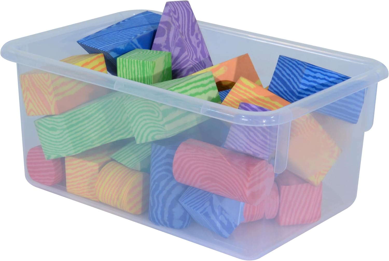 Wood Designs Cubby Storage Bin, Heavy Duty Plastic Containers for Kids Translucent Clear Cubby Tray