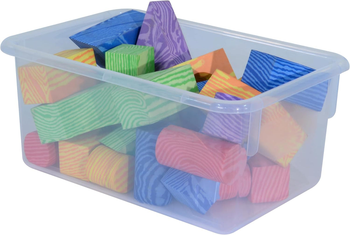 Wood Designs Cubby Storage Bin, Heavy Duty Plastic Containers for Kids Translucent Clear Cubby Tray