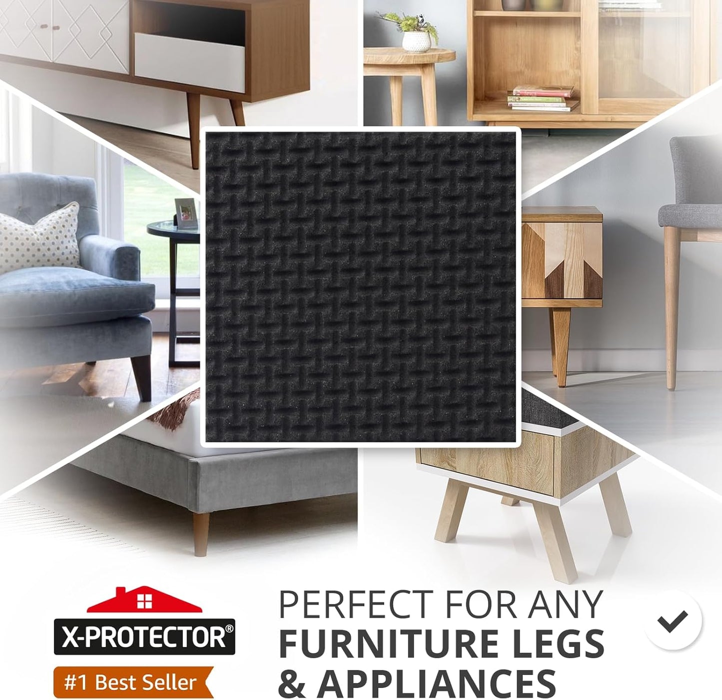 X-PROTECTOR Non Slip Furniture Pads – 12 Premium Furniture Grippers 3"! Best SelfAdhesive Rubber