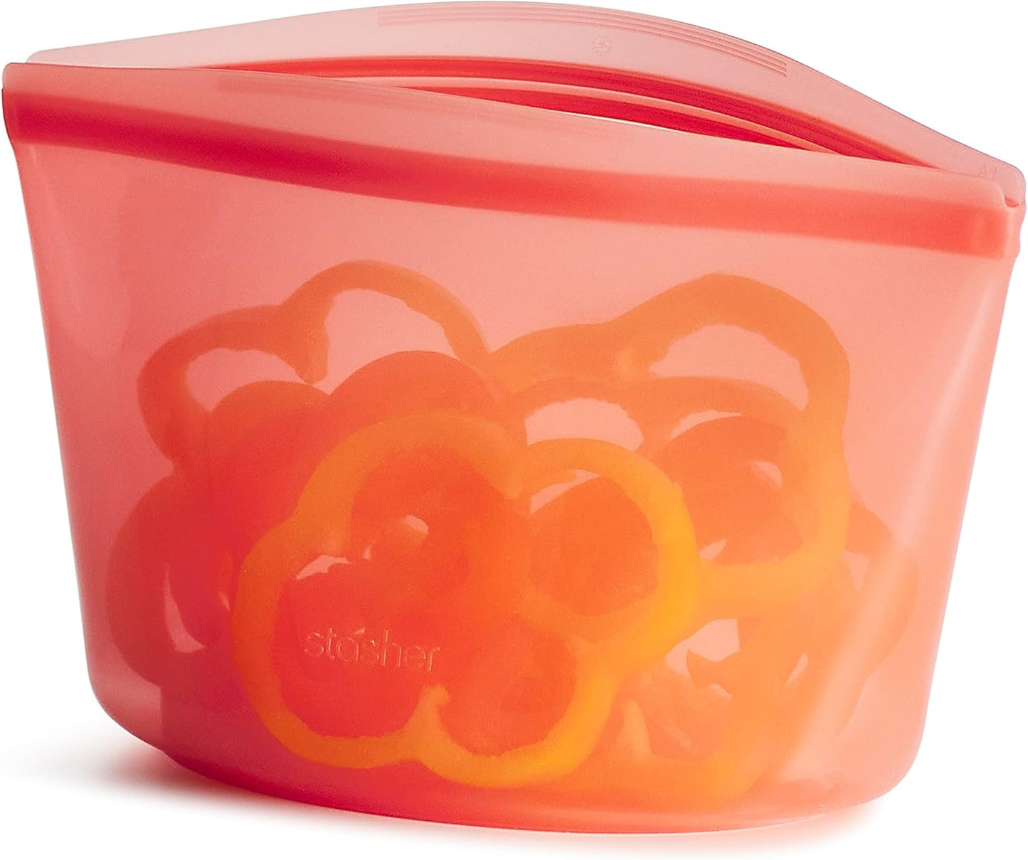 Stasher Premium Silicone Reusable Food Storage Bowl, Red, Microwave, Sous Vide, Dishwasher, Oven