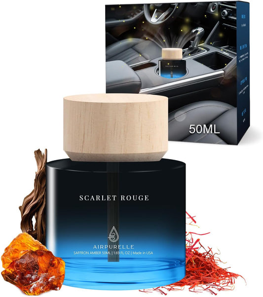 Car Air Freshener for Men & Women – Long-Lasting Saffron Amber Essential Oil Diffuser for Car Cup