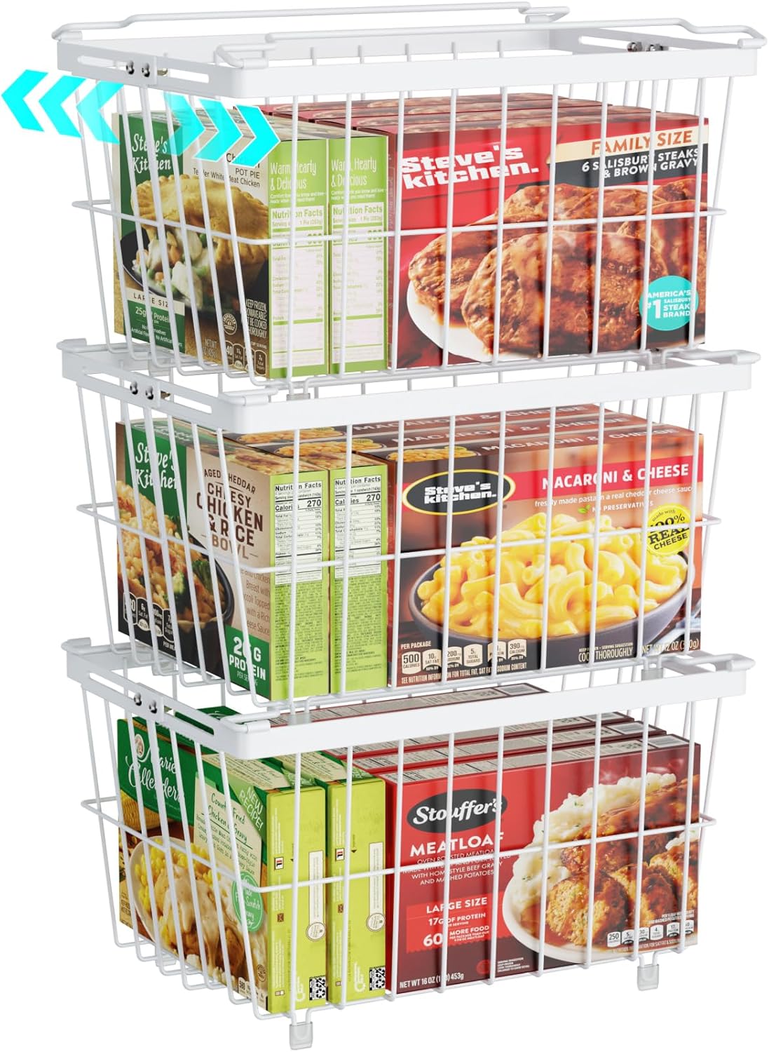 iSPECLE Freezer Organizer Bins - 3 Pack Adjustable Chest Freezer Organizer Bins for 5 to 9 Cu.Ft