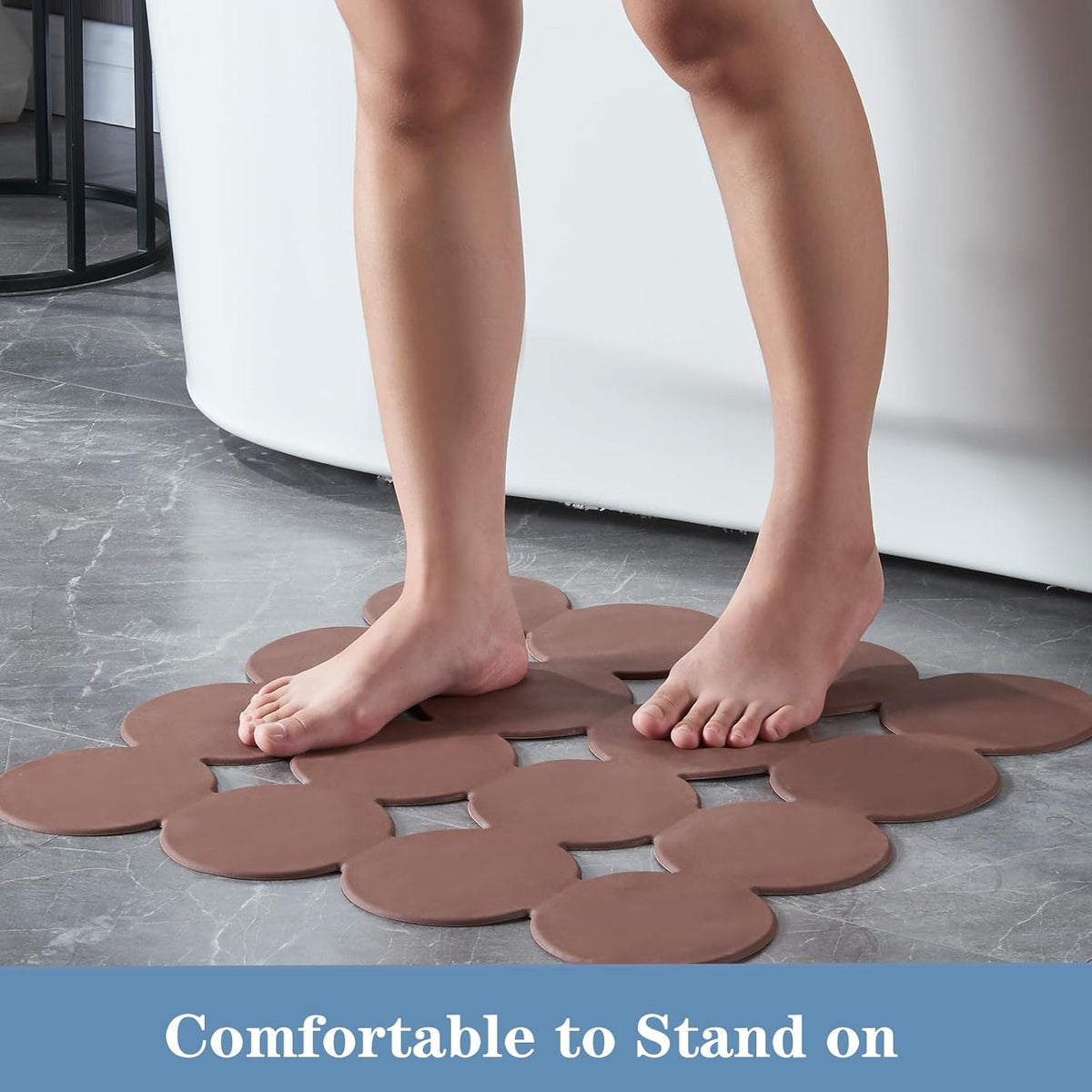 Square Shower Mat Nonslip - Rubber Bathtub Mat with Suction Cups for Inside Shower Bathroom Floor