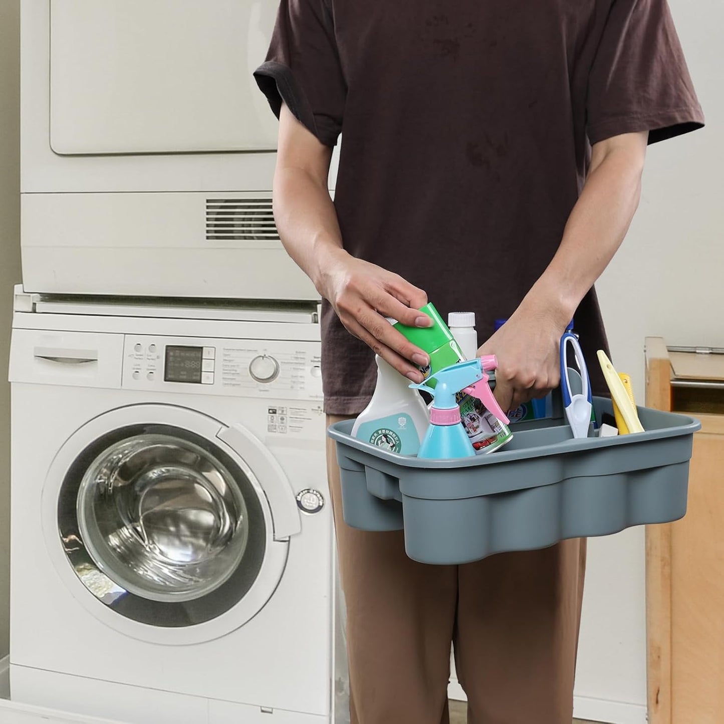 Zopnny Multiuse Caddy Organizer with Handle, Plastic Shower Caddy Basket, Divided Storage Tote