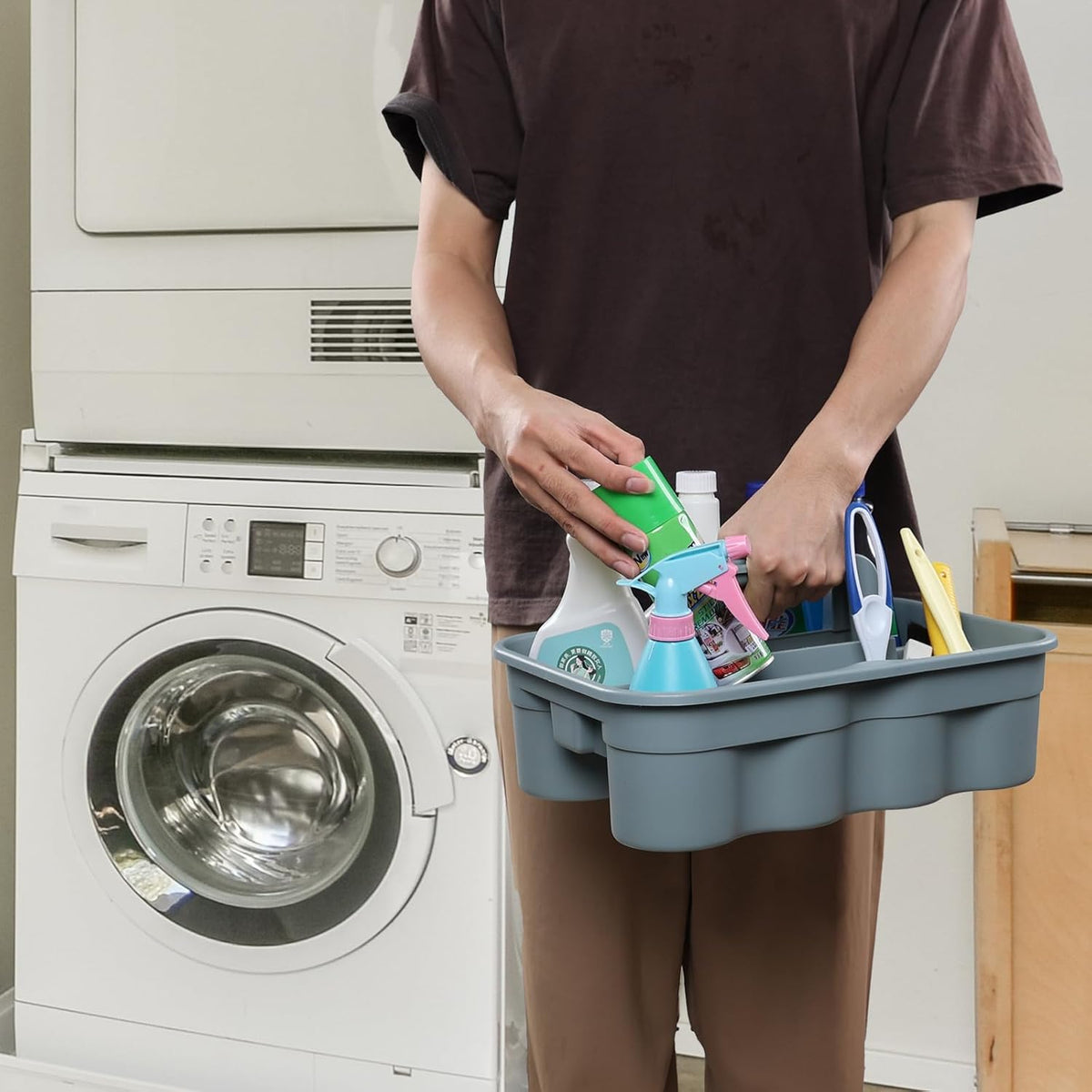 Zopnny Multiuse Caddy Organizer with Handle, Plastic Shower Caddy Basket, Divided Storage Tote