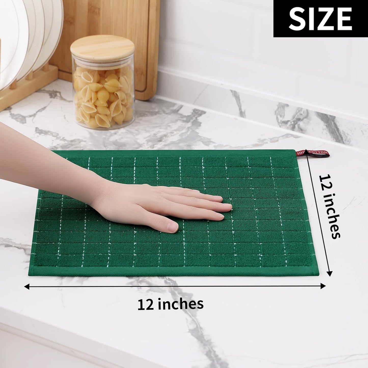 Homaxy 100% Cotton Terry Kitchen Dish Cloths, Ultra Soft and Absorbent Dish Towels for Kitchen