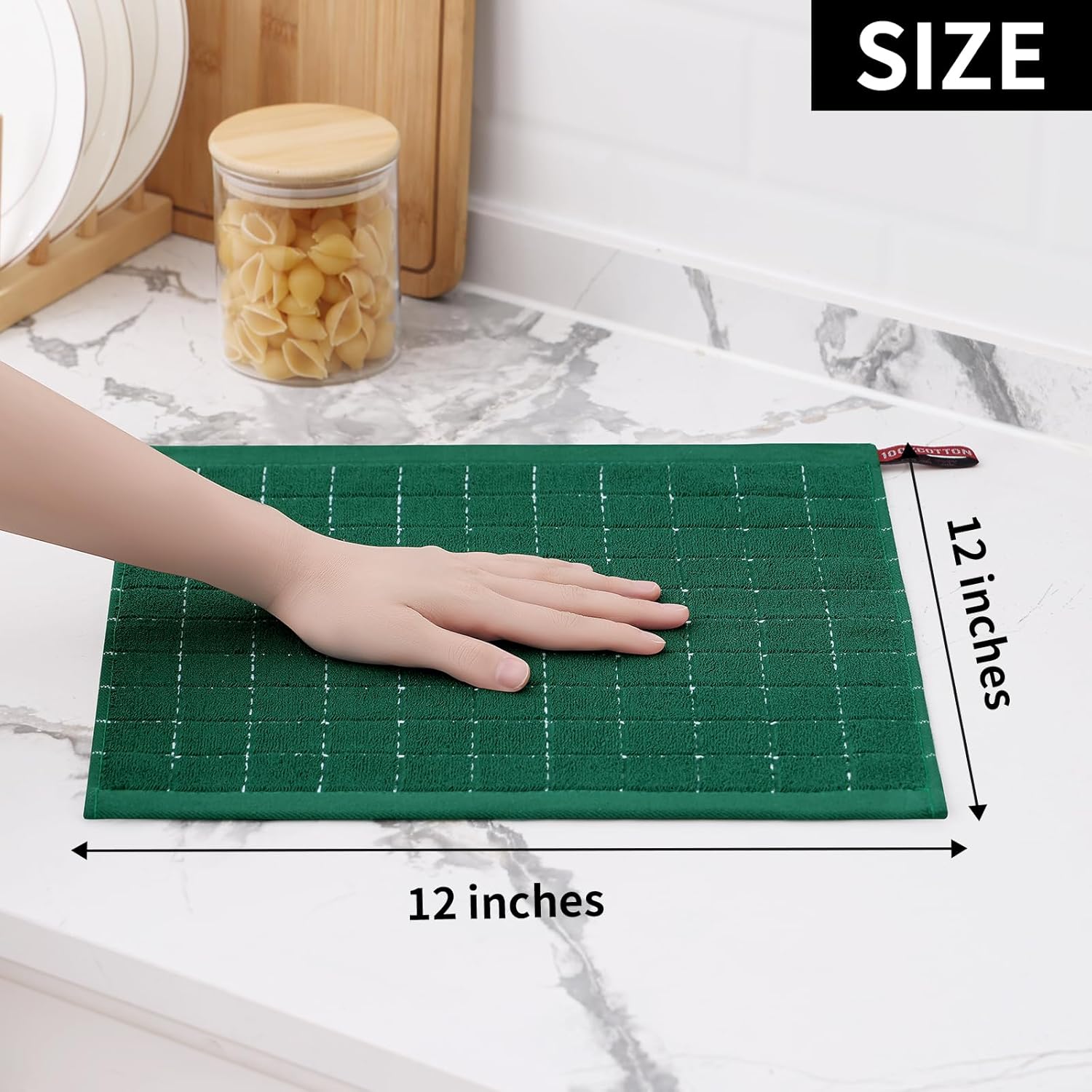 Homaxy 100% Cotton Terry Kitchen Dish Cloths, Ultra Soft and Absorbent Dish Towels for Kitchen