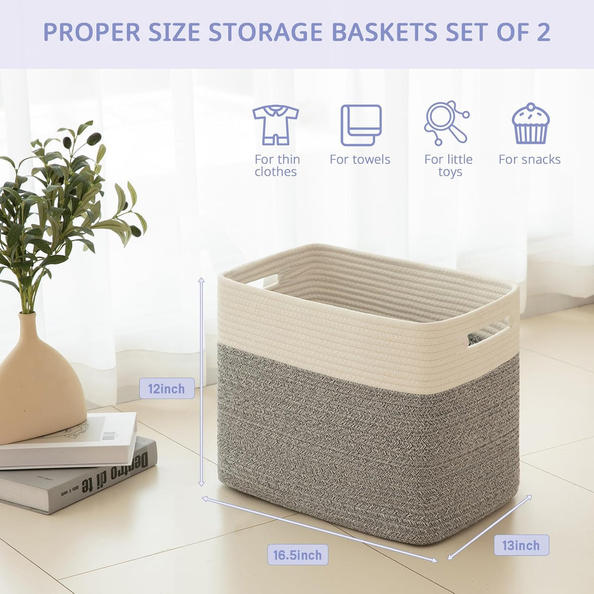 OIAHOMY Storage baskets for Shelf, Toy Storage Basket, Collapsible Storage Bins, Blanket Basket