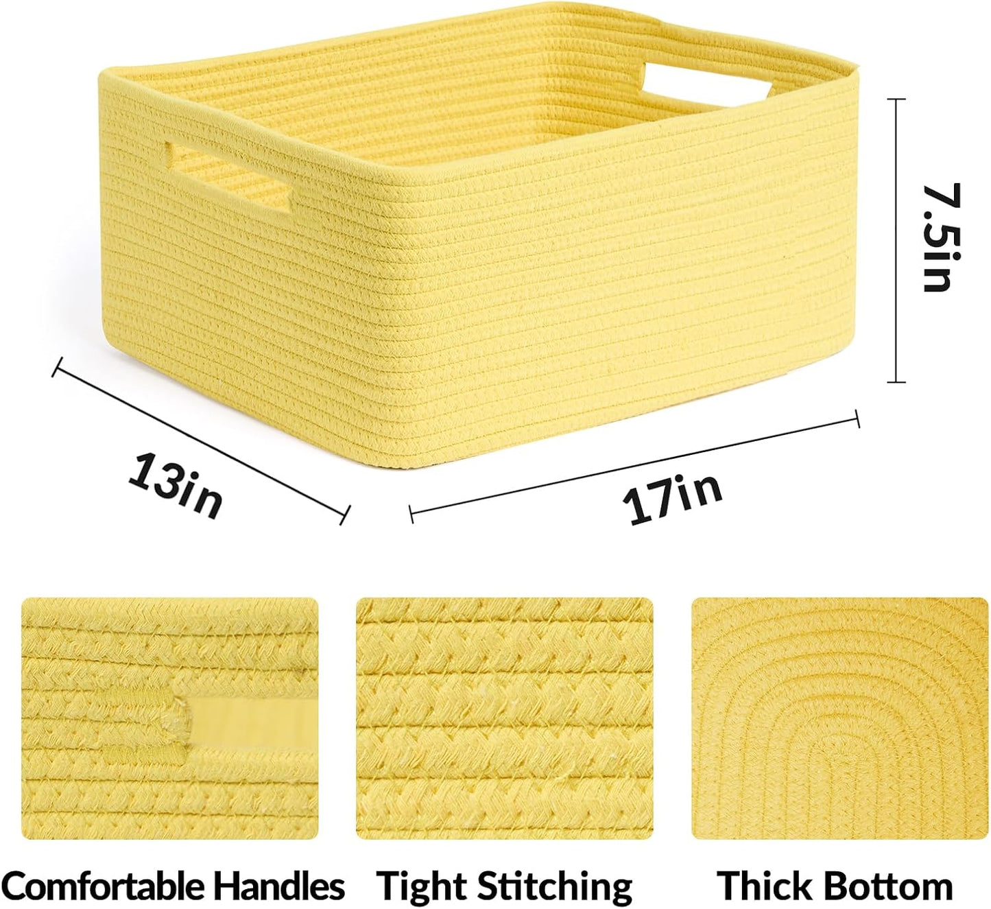 Large Storage Baskets for Shelves, Closet Organizers Bins for Clothes Blanket Towels, Baby Nursery
