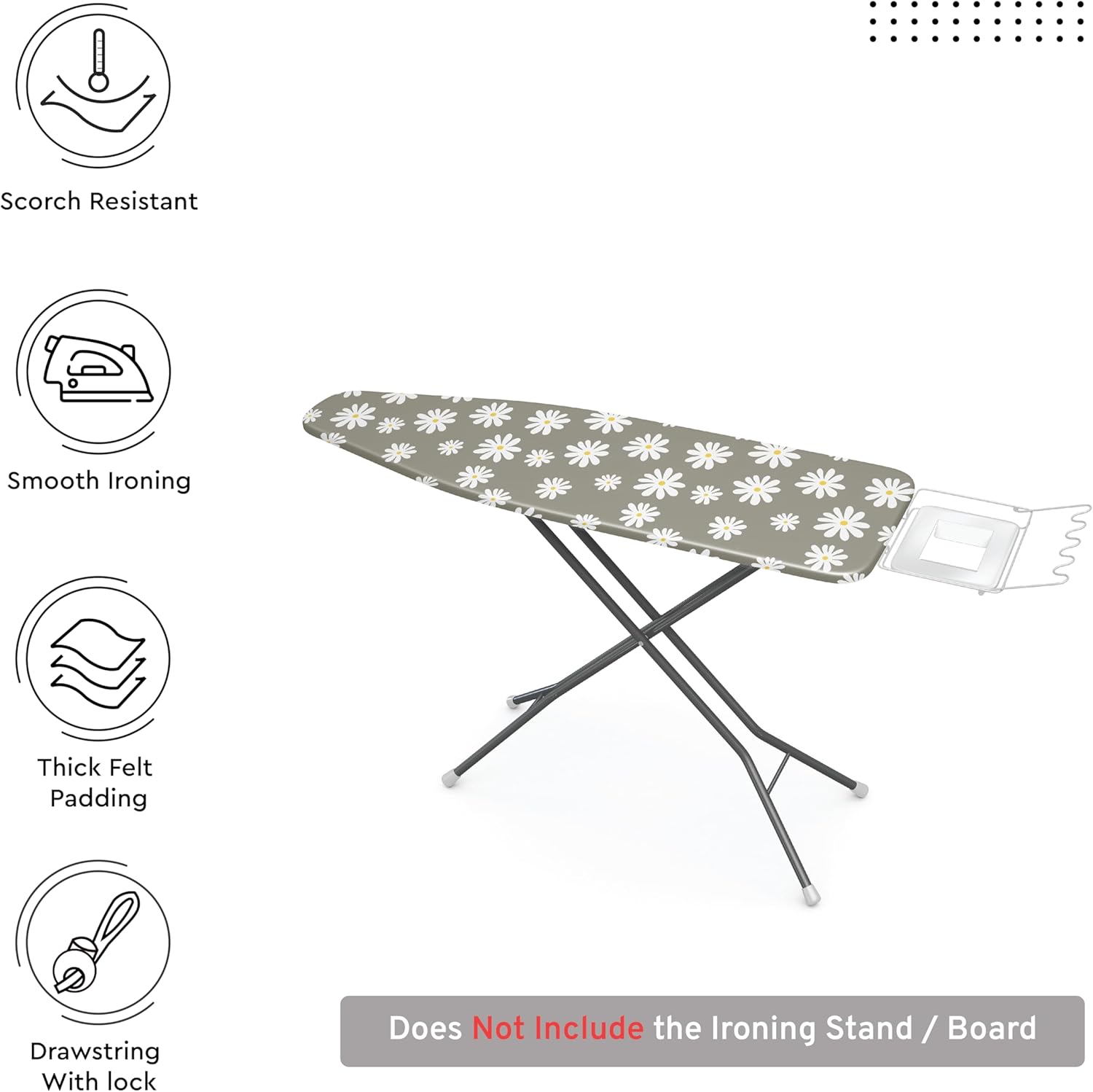 Encasa XO Ironing Board Cover and Pad 57"x22" - Thick 3mm Felt Padding, Drawstring Tightening &