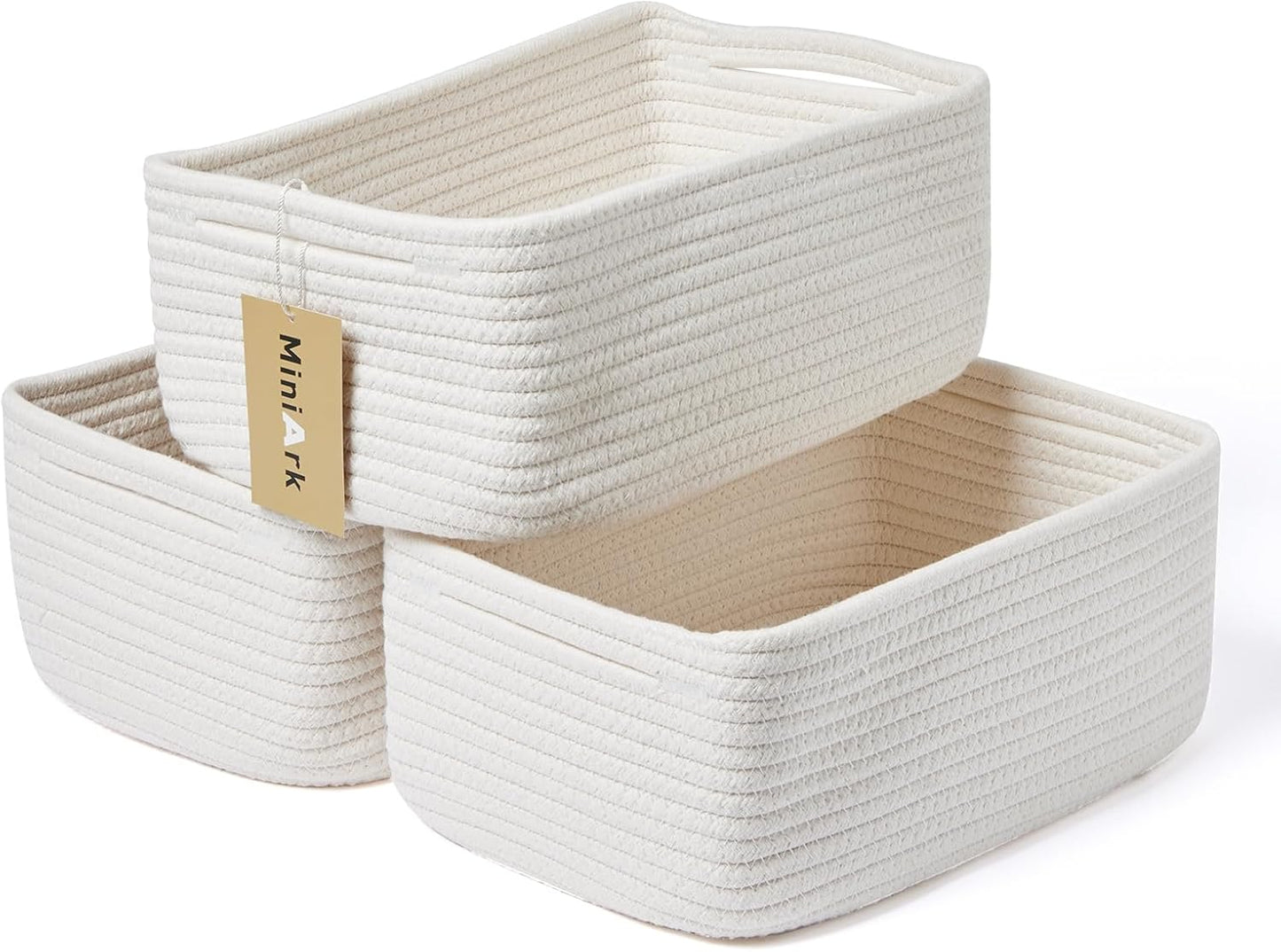 Small Storage Baskets for Organizing | Closet Organizer Bins | Shelf Toy Basket | Woven Rope