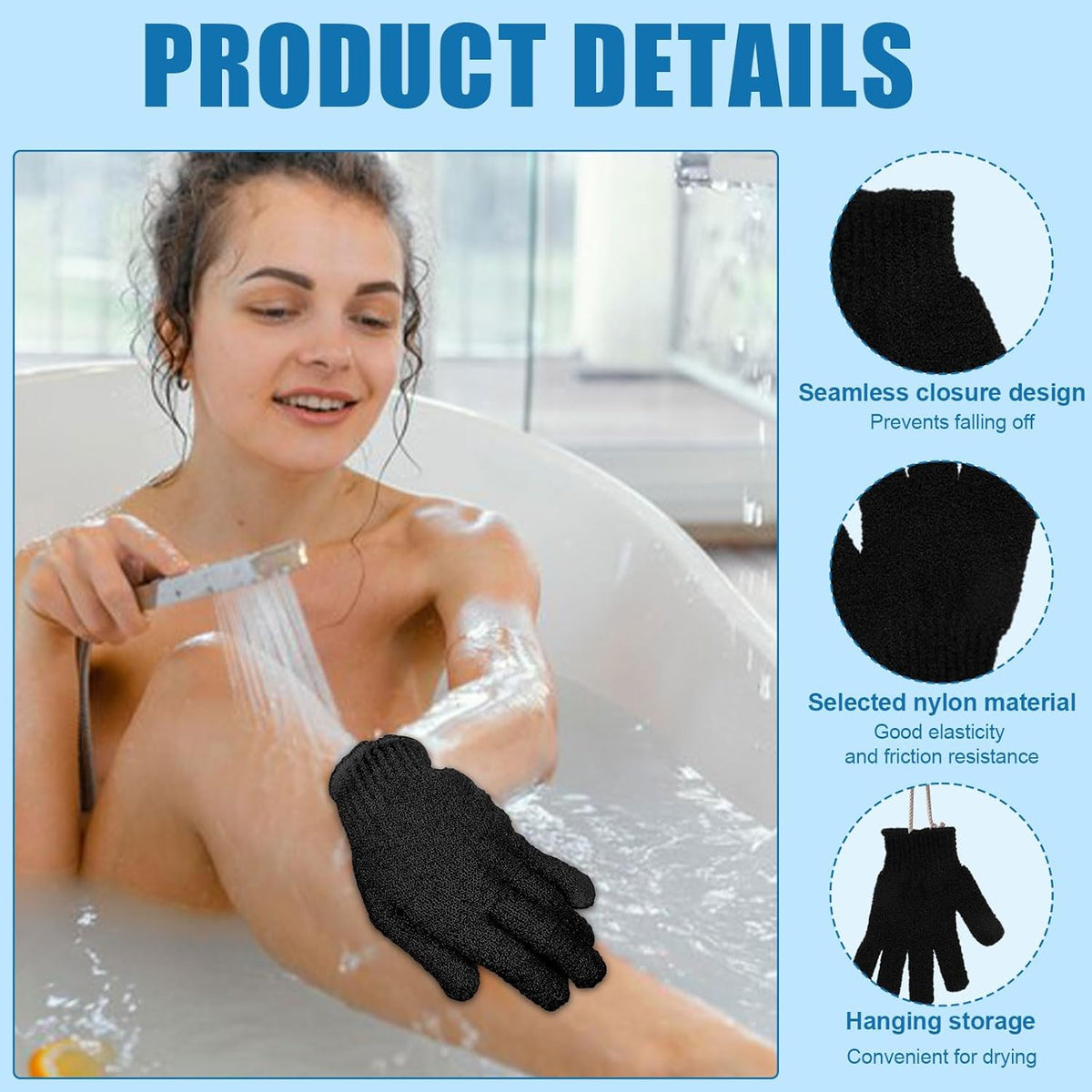 60Pcs Exfoliating Gloves Bulk, Exfoliating Body Scrubber Glove Exfoliator for Body Scrub Mitt, Bath