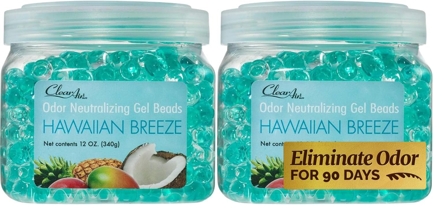 Clear Air Odor Eliminator Gel Beads - 12 oz, Pack of 2 - Air Freshener Made with Essential Oils