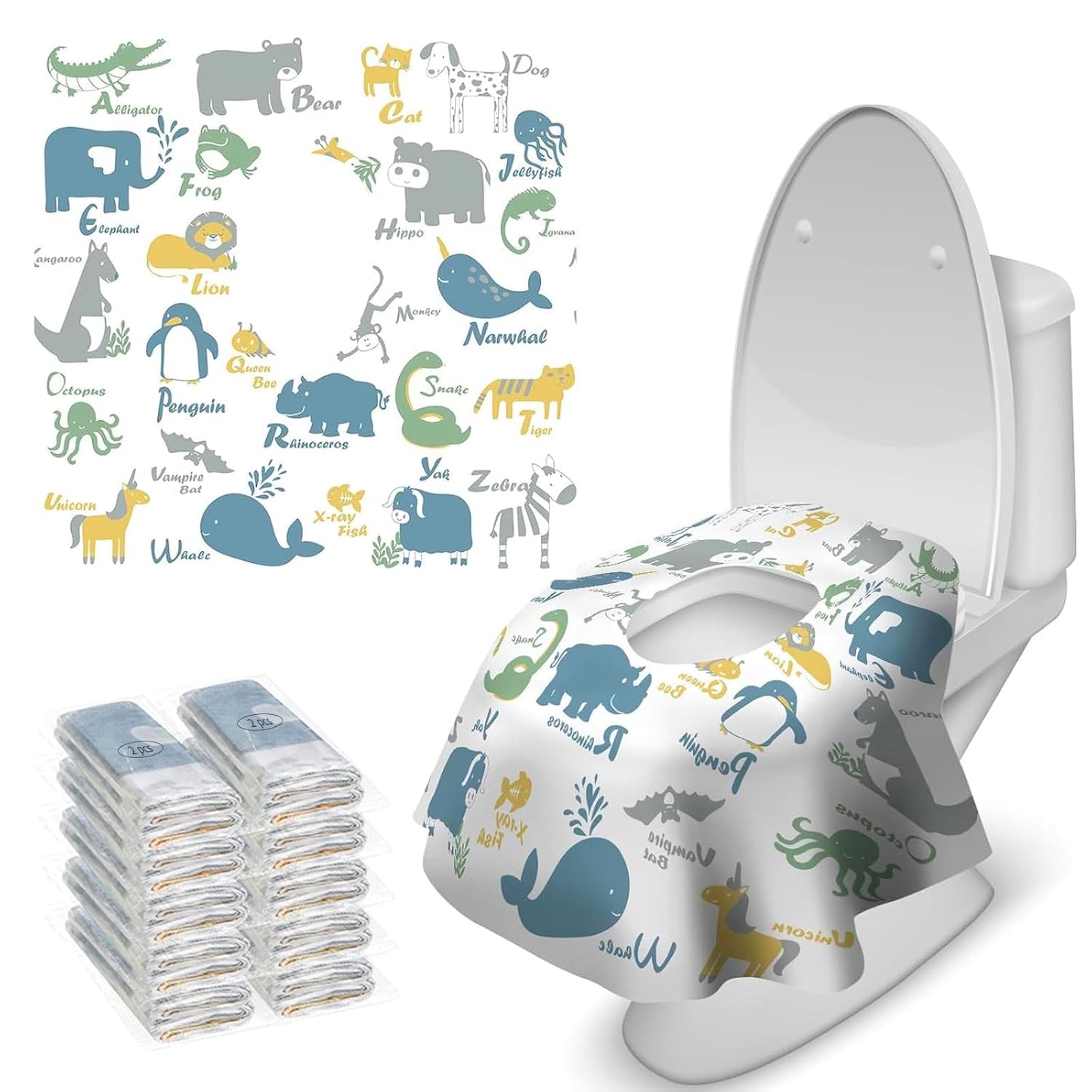 Blissful Diary 20 Pcs Toilet Seat Covers Disposable for Toddlers & Adults, Extra Large Waterproof