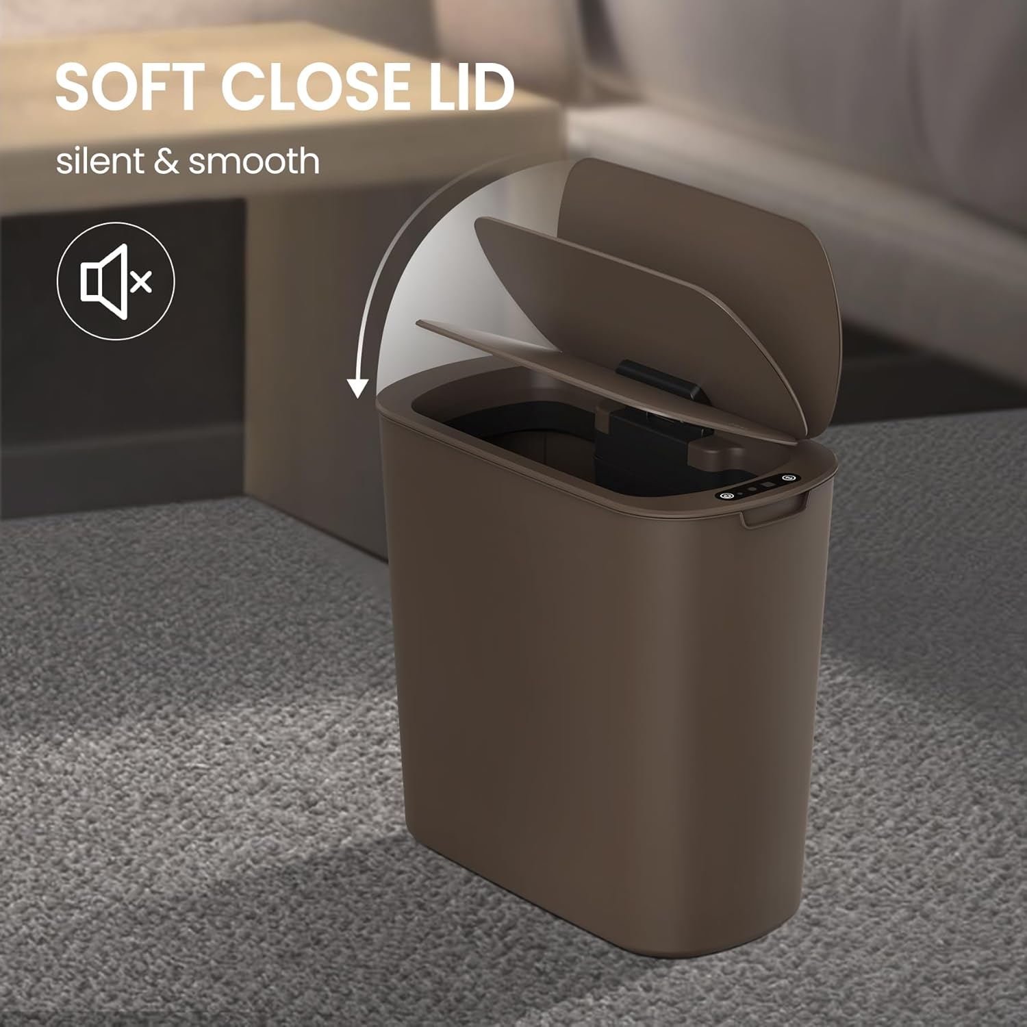 Cesun Automatic Motion Sensor Bathroom Trash Can with Lid, 2.6 Gallon Touchless Trash Bin, Smart