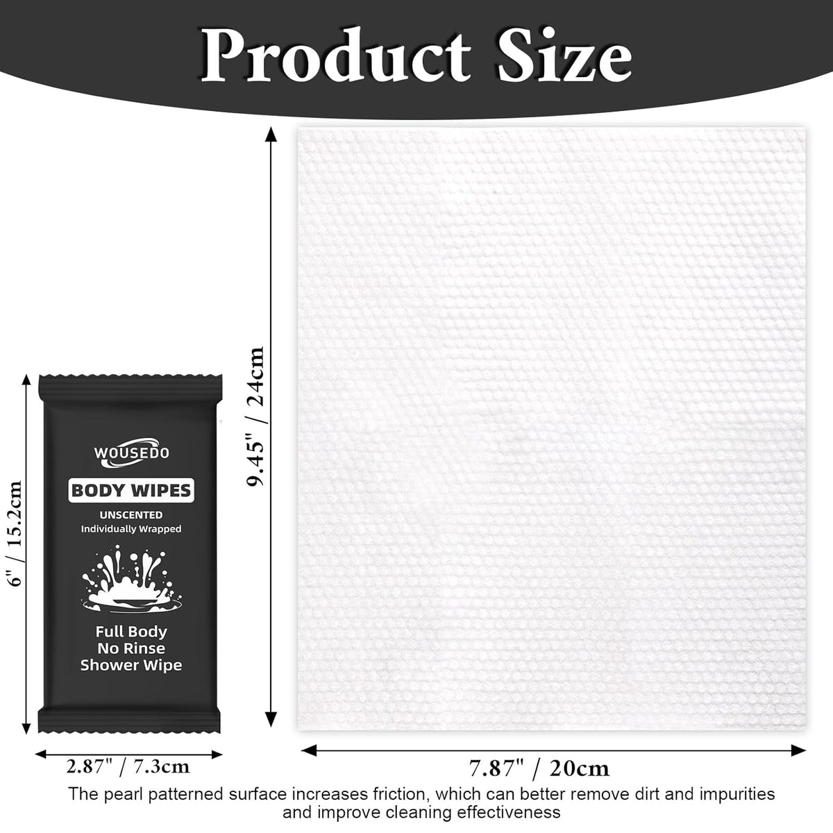 300 Pcs Ultra Thick Soft Large Body Wipes Individually Wrapped(7.87" x 9.45"),Shower Wipes for