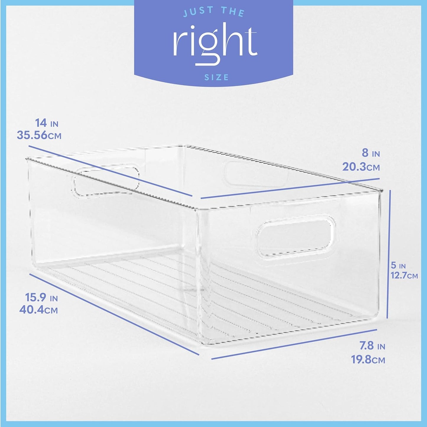 Plastic Food Storage 6 Pack Clear Container Bin with Handles for Organizing Kitchen, Pantry