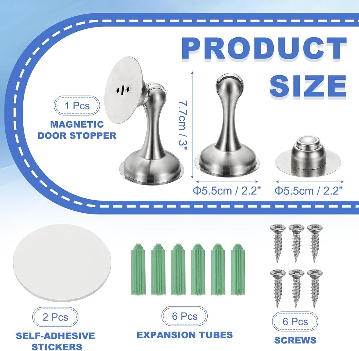 uxcell Magnetic Door Stopper, Stainless Steel Heavy Duty Door Holder, No Drilling Doors Knob Wall