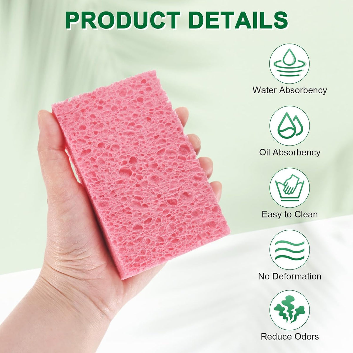 12-Pack Kitchen Sponges, Condense Eco Cellulose Non-Scratch Scrub Heavy Sponge for