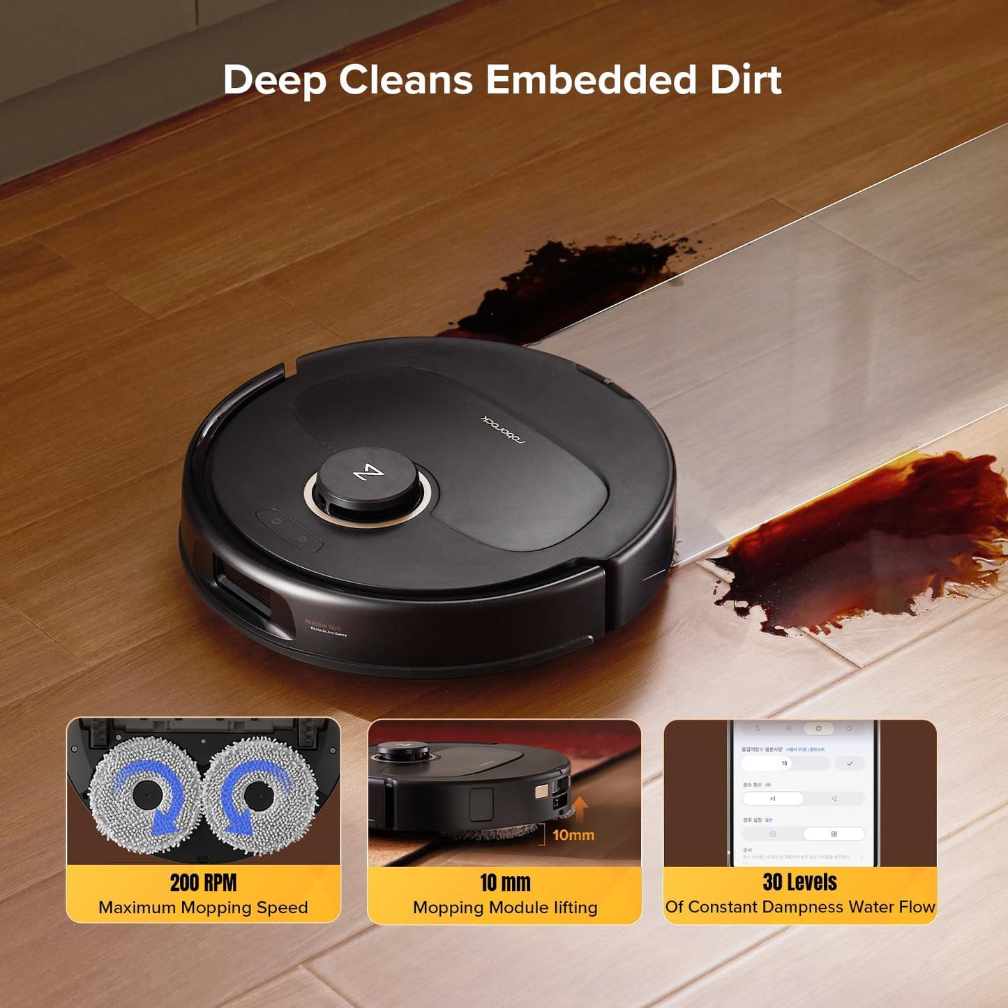 roborock Qrevo S5V Robot Vacuum and Mop, FlexiArm Edge Mopping, 12,000Pa Suction, Dual Zero-Tangle