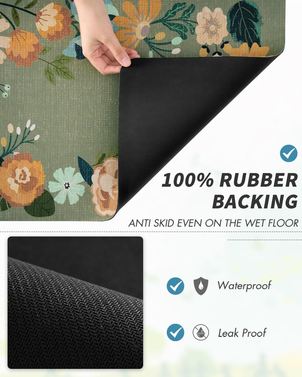 AMOAMI Coffee Mat Hide Stain Rubber Backed Absorbent Dish Drying Mat for Kitchen Counter - Fits