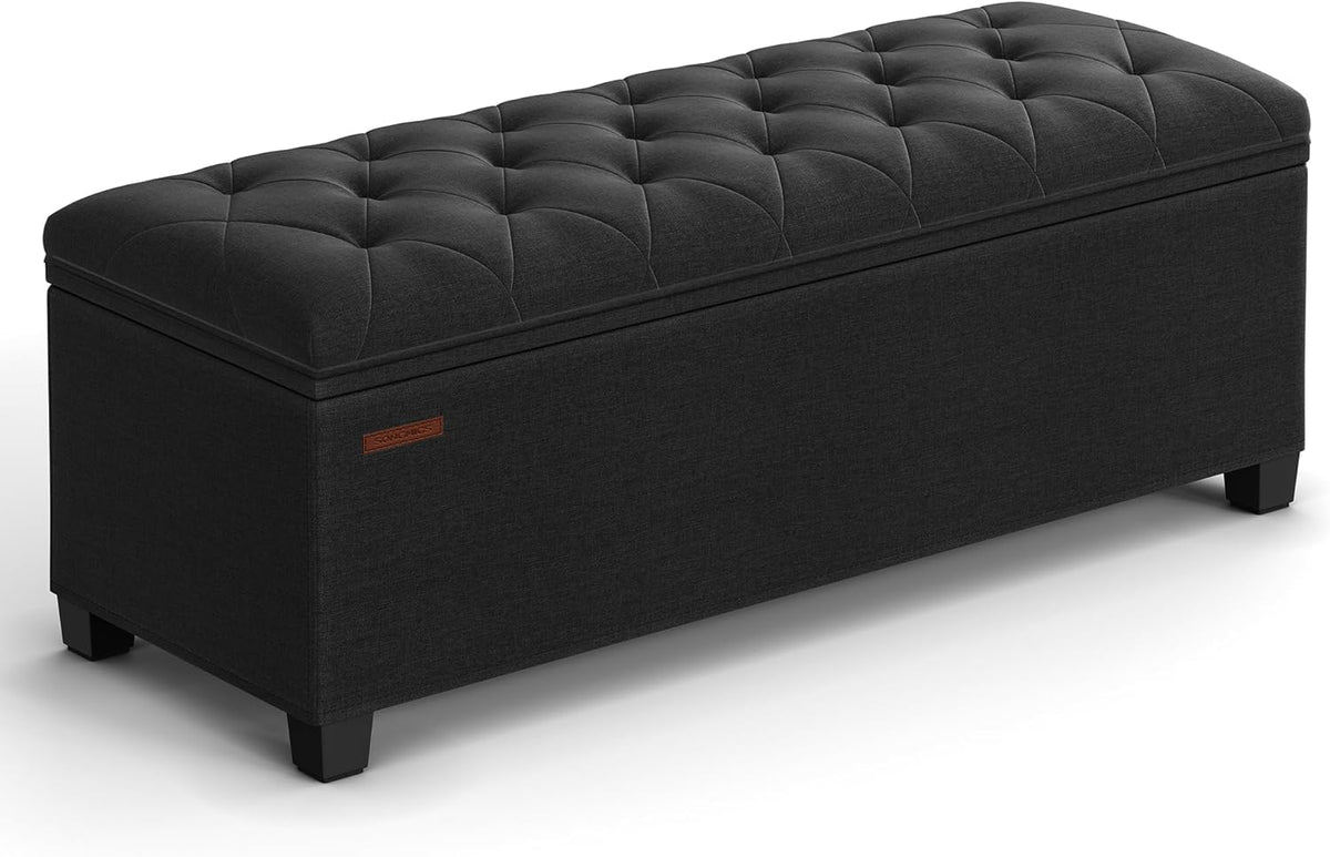 SONGMICS Storage Ottoman Bench, Foot Rest with Legs, 15.7 x 43.3 x 15.7 Inches, End of Bed Bench