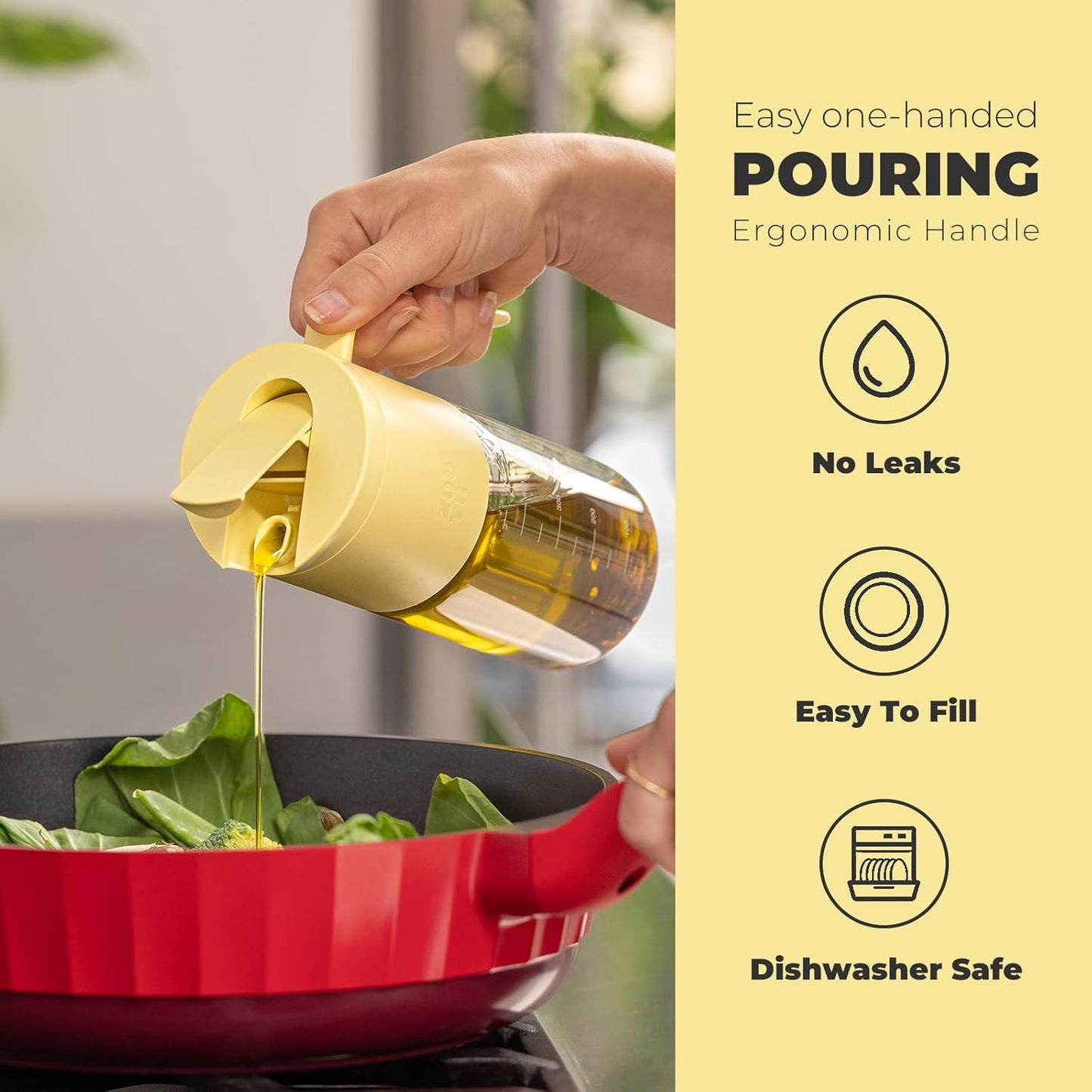 Zuutii Olive Oil Dispenser Bottle 18.6oz – Auto Flip Glass Vinegar Bottle with No-Drip Spout for