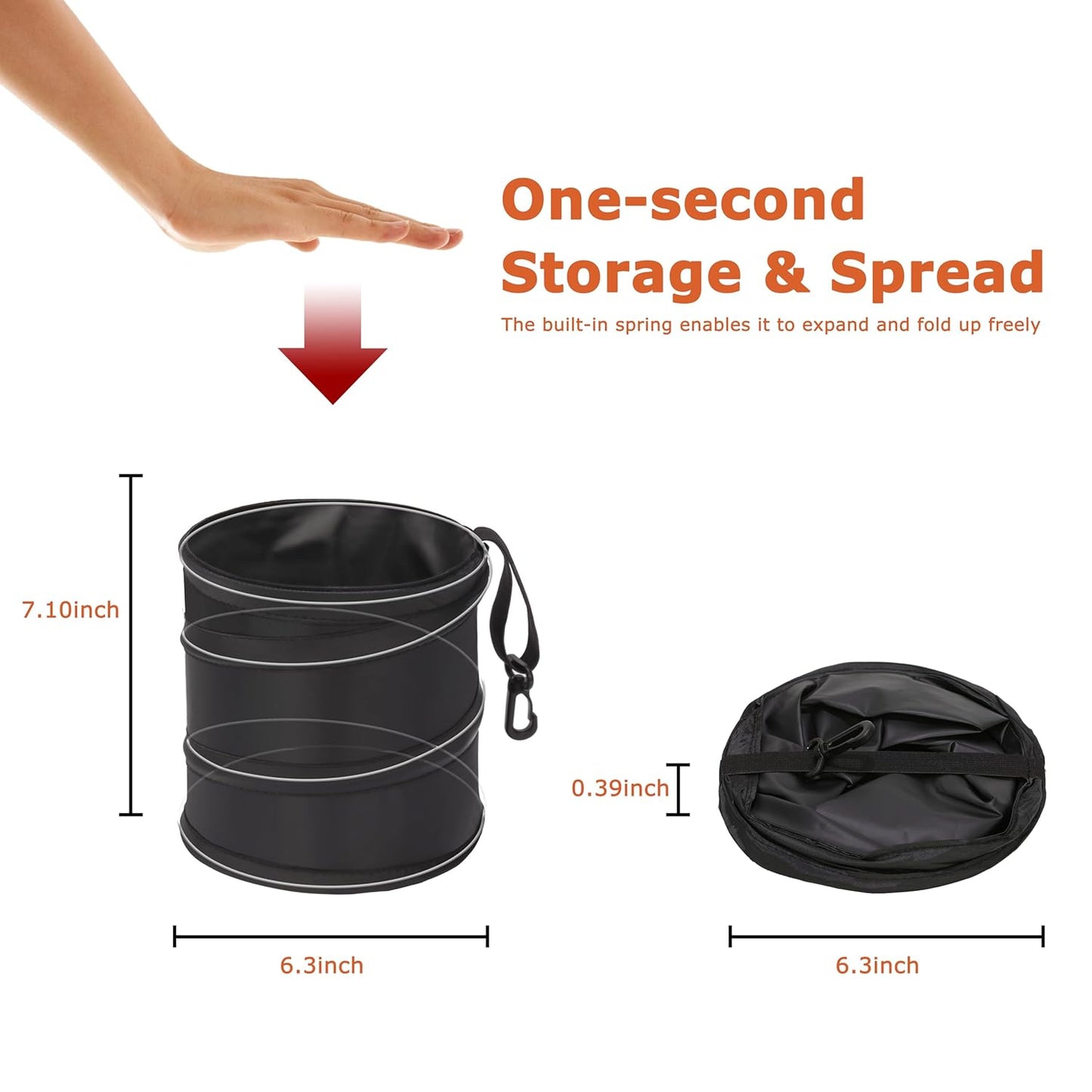 Ginsco New Leakproof Car Trash Can, 1 Gallon Mini Trash Can Pop-up Collapsible Hanging Car Trash