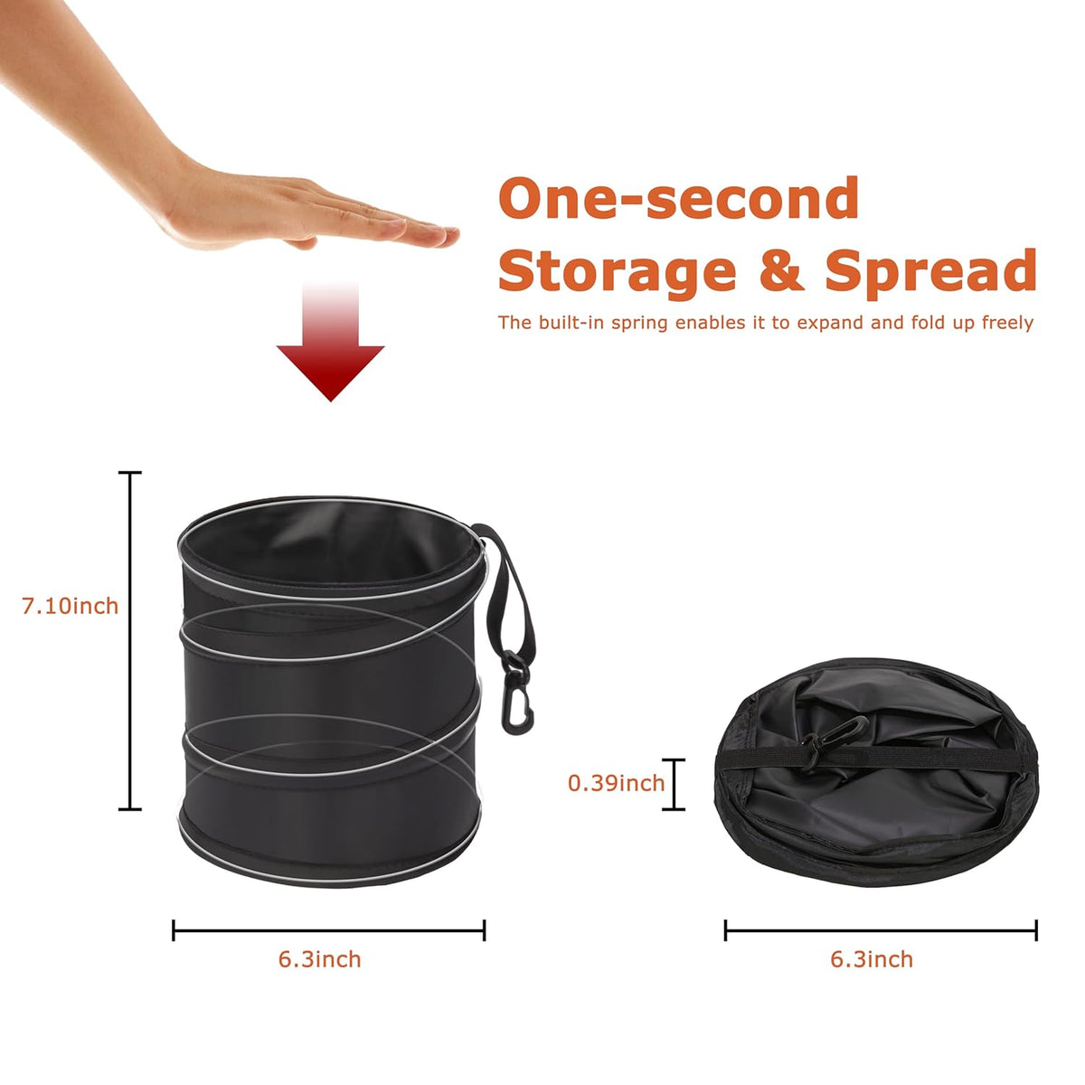 Ginsco 2Packs 1 Gallon New Leakproof Car Trash Can, Mini Trash Can Pop-up Collapsible Hanging Car