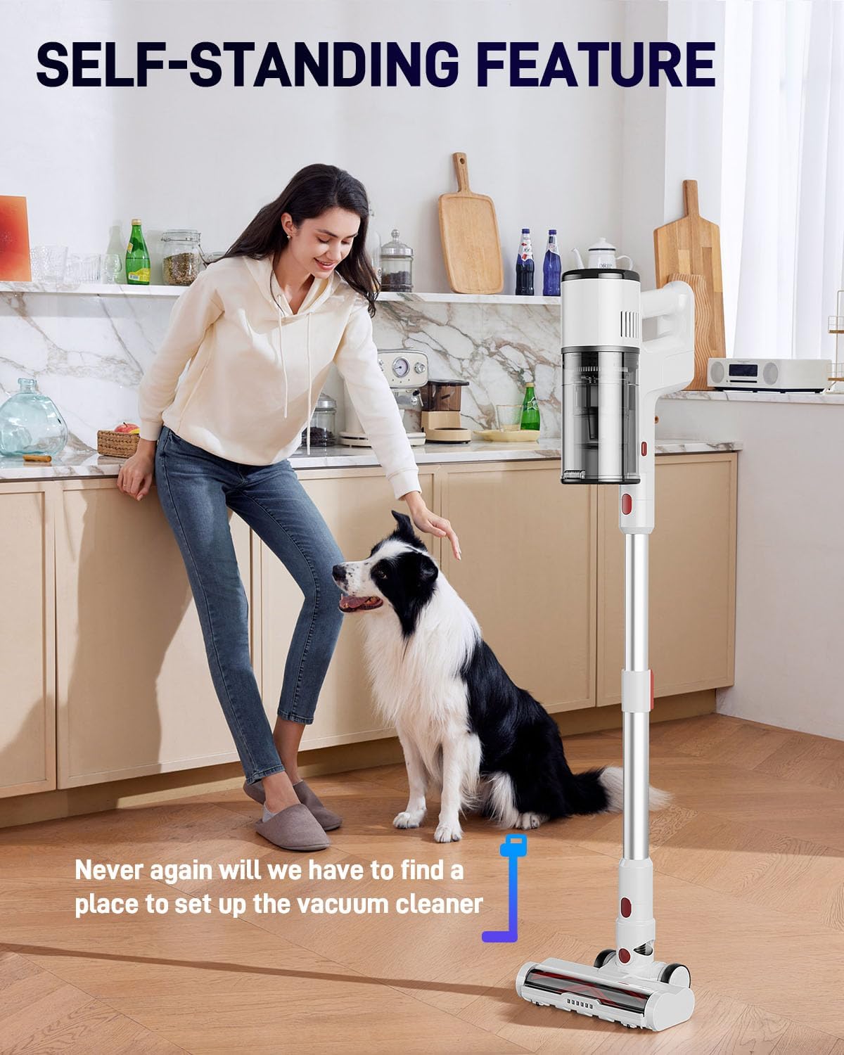 Vacuum Cleaners for Home, Cordless Vacuum Cleaners, 550W 45KPA Stick Handheld Vacuum with