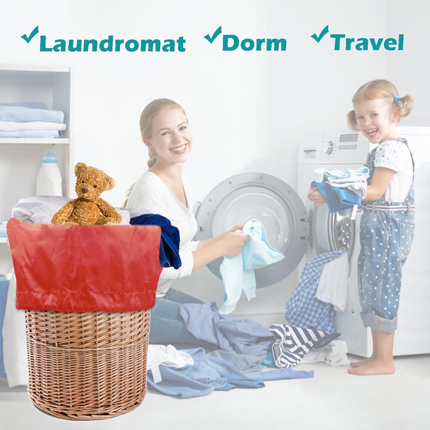 Heavy Duty Laundry Bag 2 Pack XL Nylon Laundry Bags with Straps, Washable Large Dirty Clothes