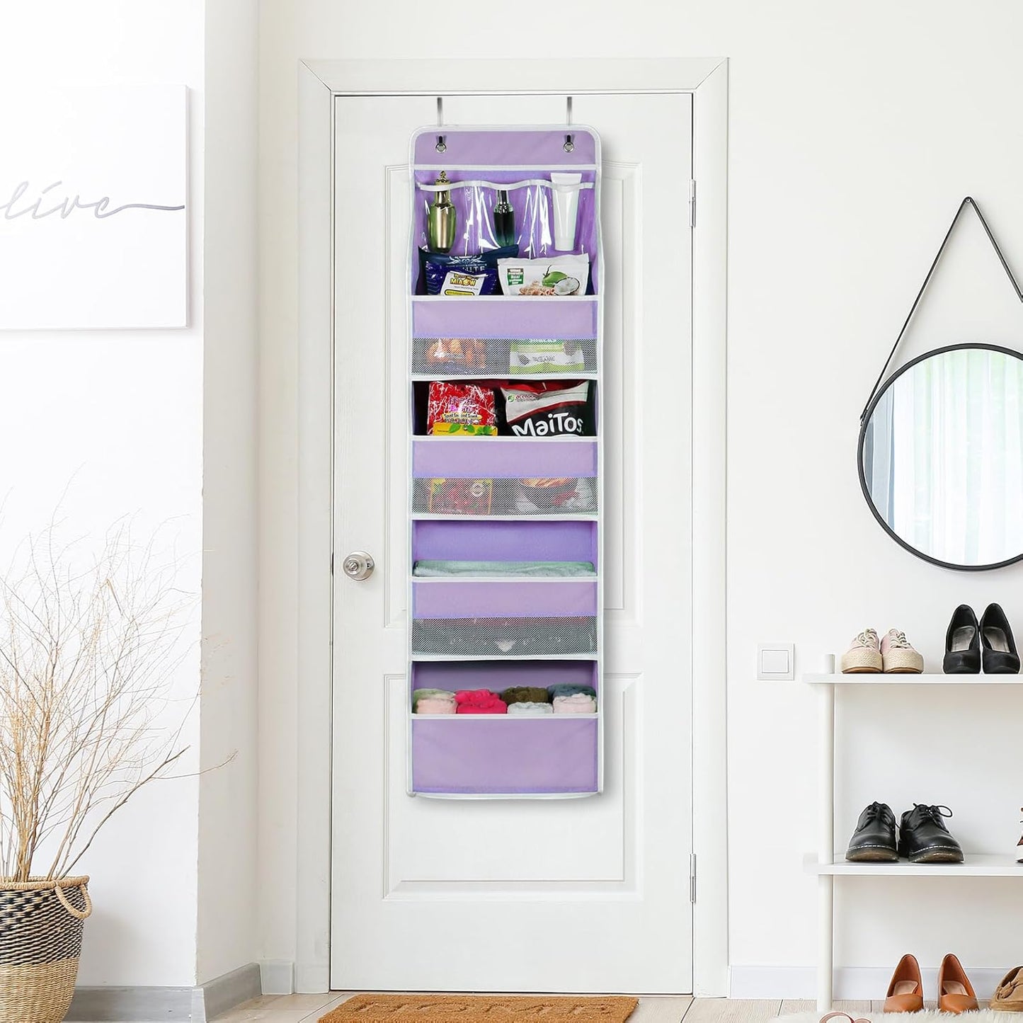 Univivi 5-Shelf Fabric Door Storage Over Door Hanging Organizer with 4 Large Pockets and 3 Small