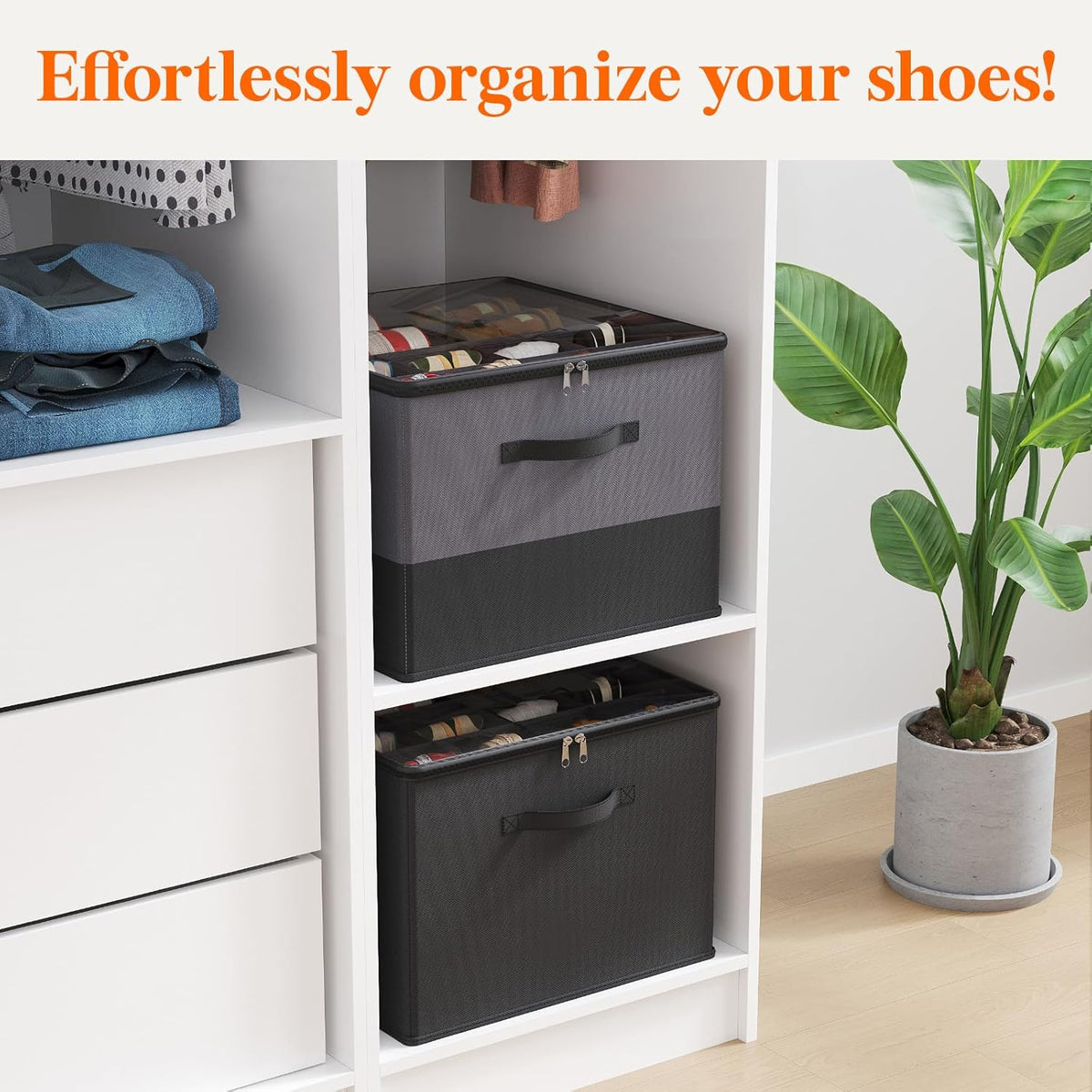 Lifewit Shoe Storage Organizer for Closet Fits 12-16 Pairs, Fabric Large Shoe Box Storage