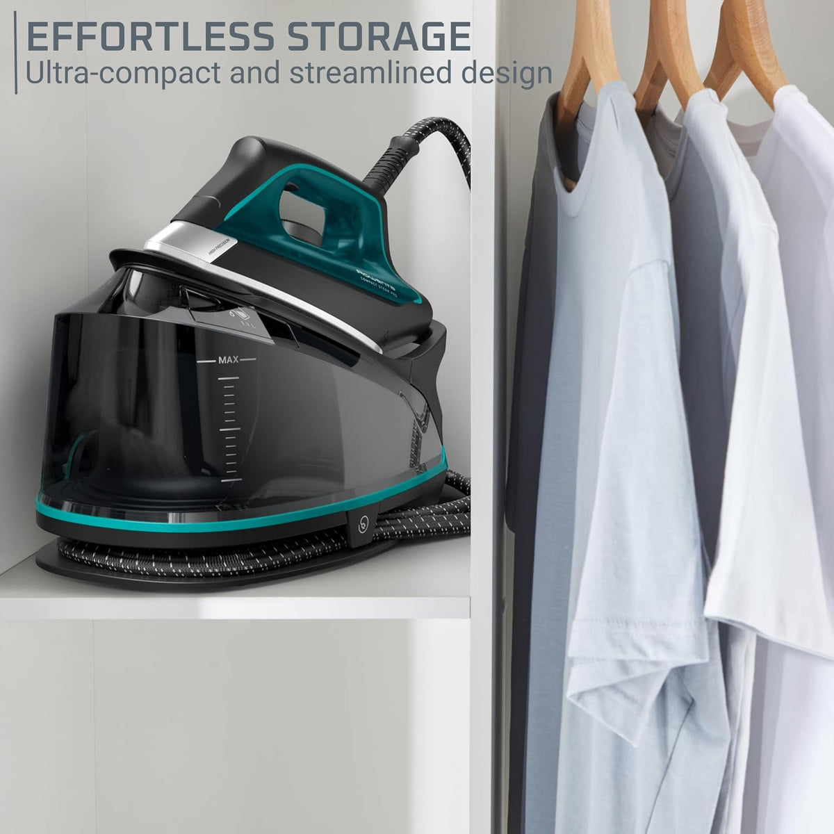 Rowenta Iron for Clothes, High Pressure Steamer Iron with Boiler System, 400 Steam Holes, Vertical
