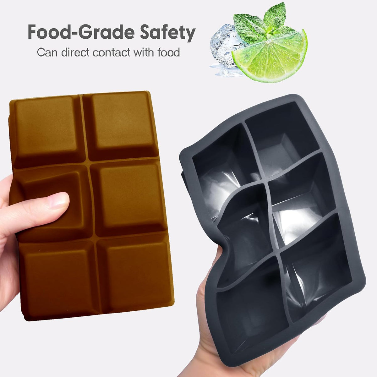 Silicone Ice Cube Trays with Lids,Large Square Ice Cube Molds for Freezer, Whiskey, Cocktail