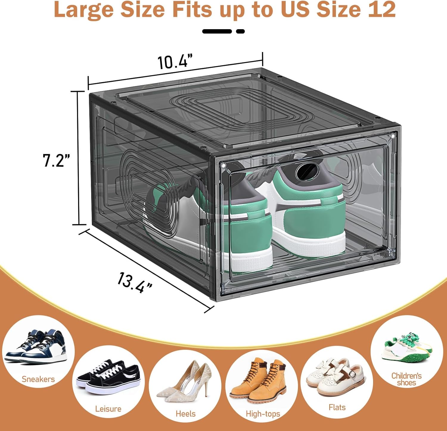 10 Pack Thicken Shoe Organizer Stackable,Upgraded Sturdy Shoe Storage Box with Magnetic Door,Shoe