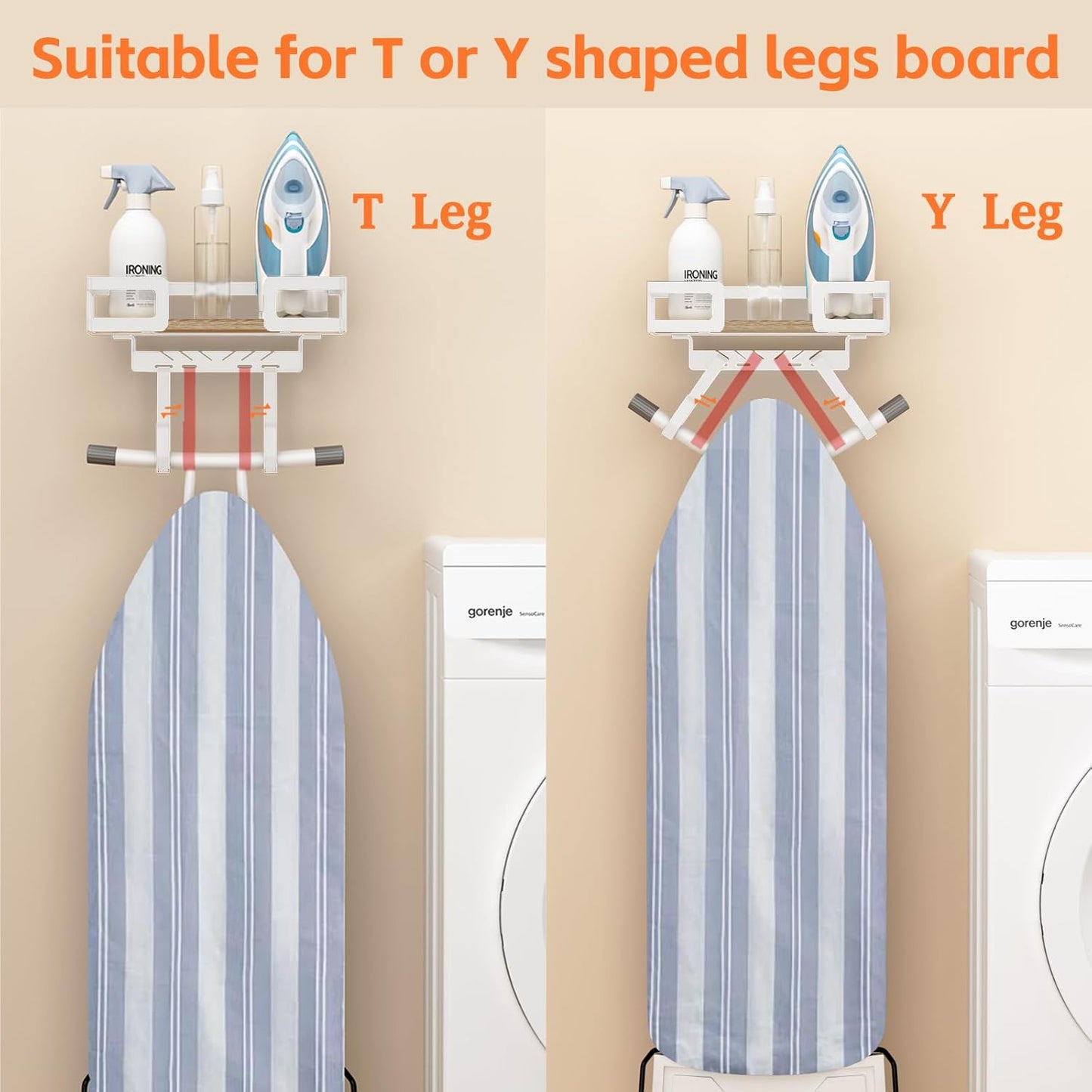 Ironing Board Holder Wall Mount, Iron Board Wall Hanger, Sewing, Laundry Room Organization, White