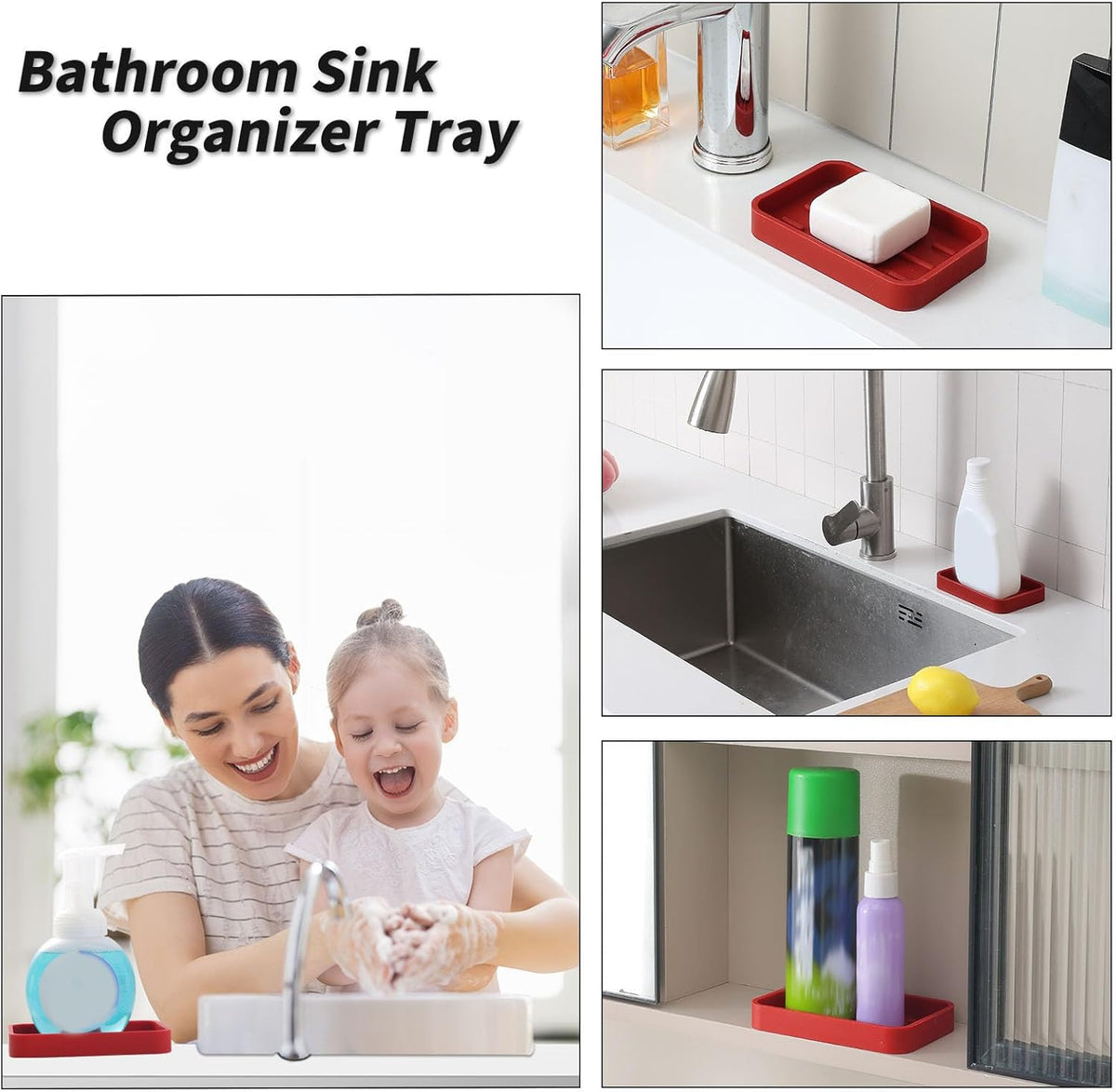 Silicone Kitchen Sink Organizer Tray for Multiple Usage,Easy Clean Sponges Holder for Kitchen