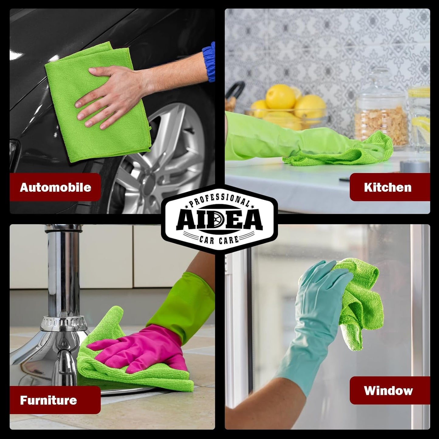 AIDEA Microfiber Cleaning Cloth, 10PK, Microfiber Towels for Cars, Premium All Purpose Car Cloths