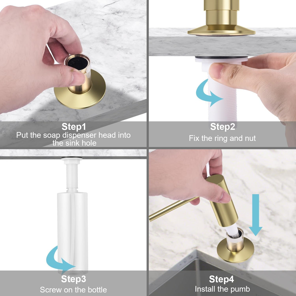 Samodra Sink Soap Dispenser, Metal Pump Head Liquid Lotion Countertop Kitchen Bathroom Soap